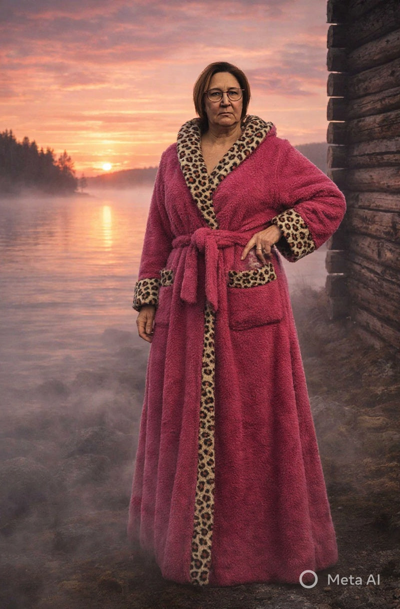 Kotikuningatar Konservatiivinen oloasu Leopardi Flanellikylpytakki