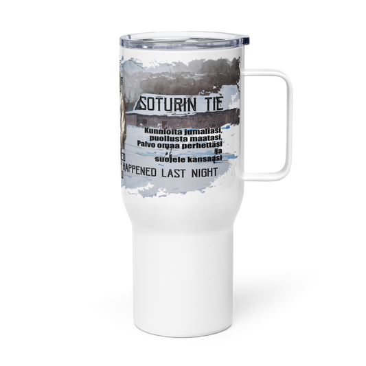 Thermos mug with handle - Simo Häyhä warrior's road