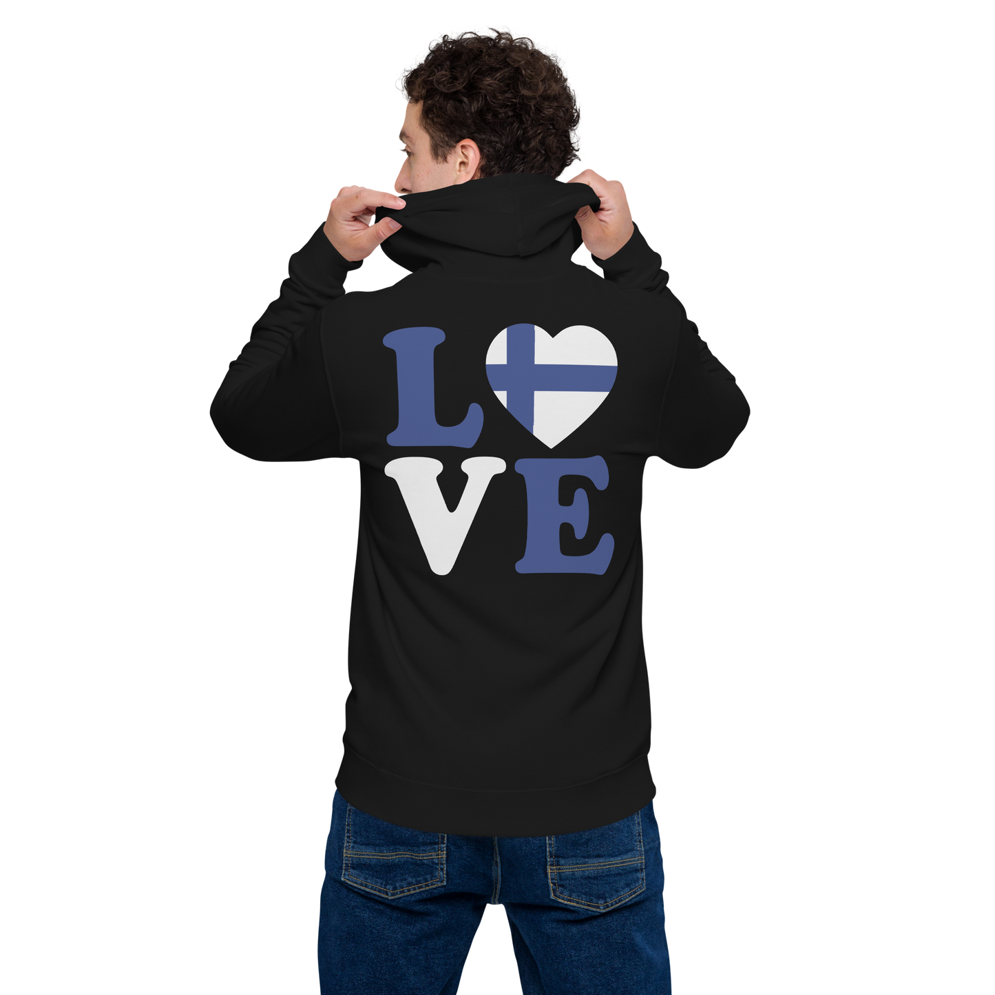 Unisex basic hoodie with zipper - love Finland