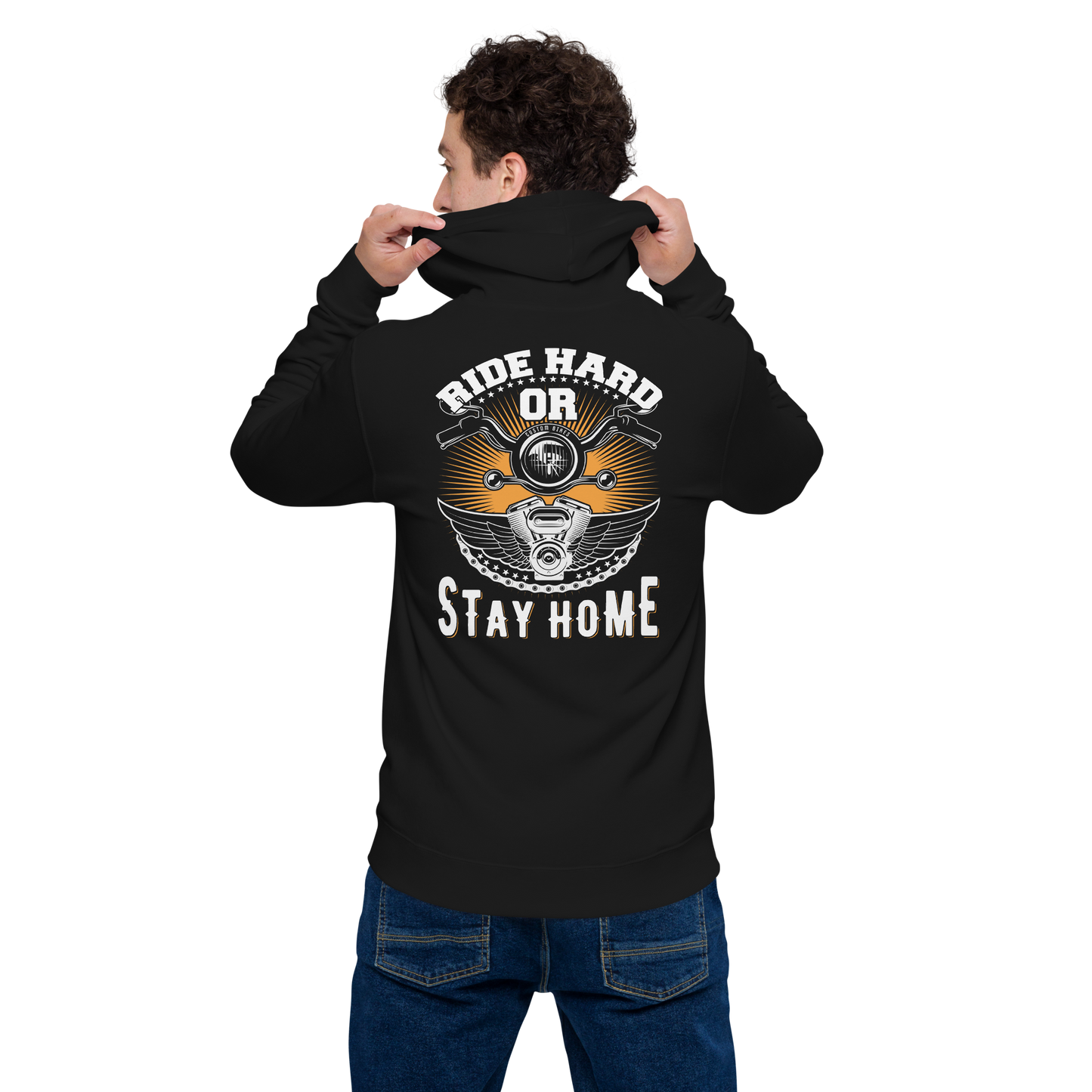 Unisex zipper hoodie ride hard