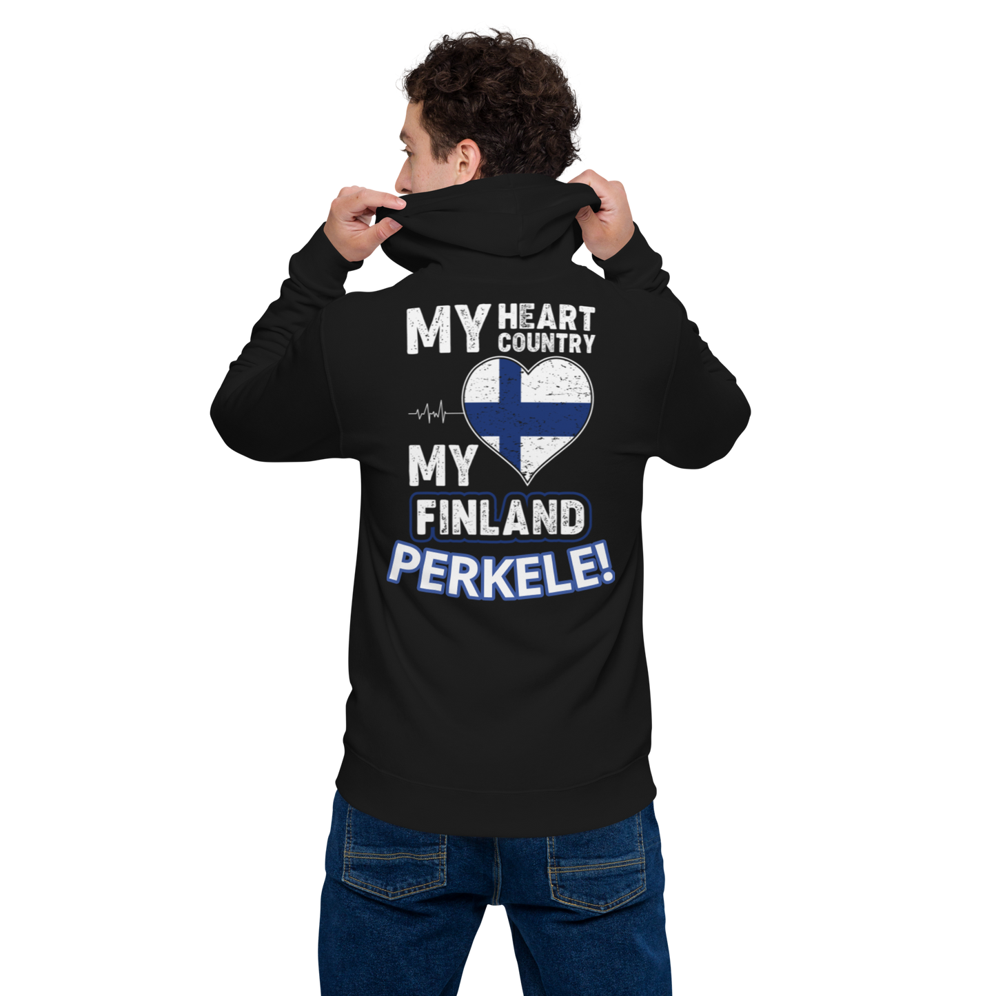 Unisex basic zipper hoodie - my finland perkele picture on the back