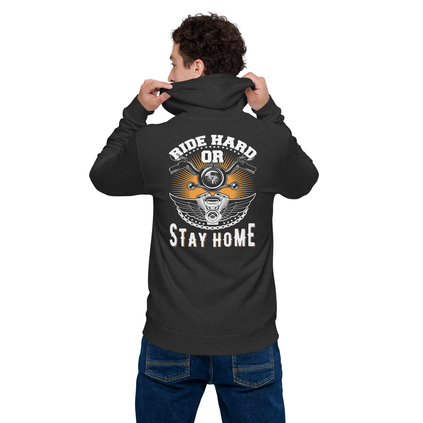 Unisex zipper hoodie ride hard