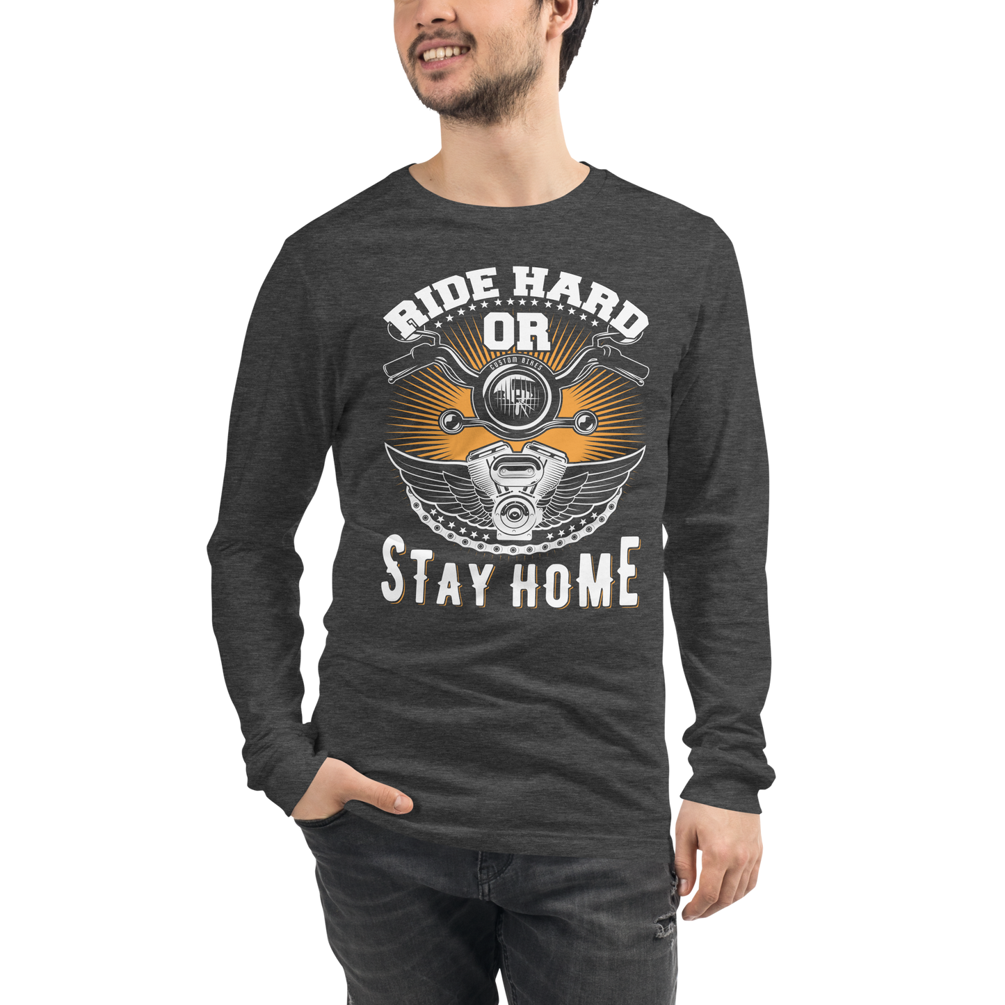 Unisex long-sleeved t-shirt ride Hard