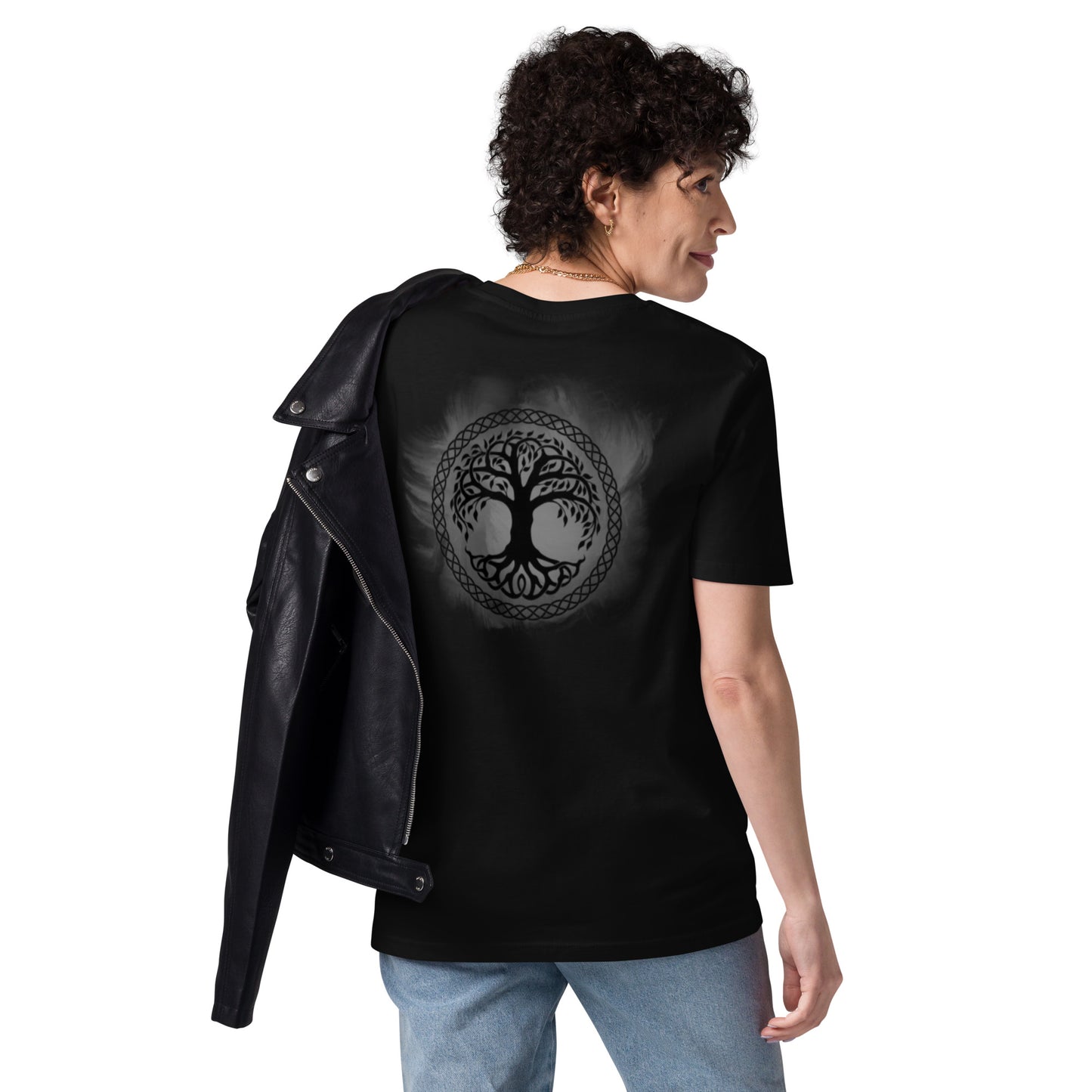 Unisex organic cotton t-shirt - horror helmet and Yggdrasil