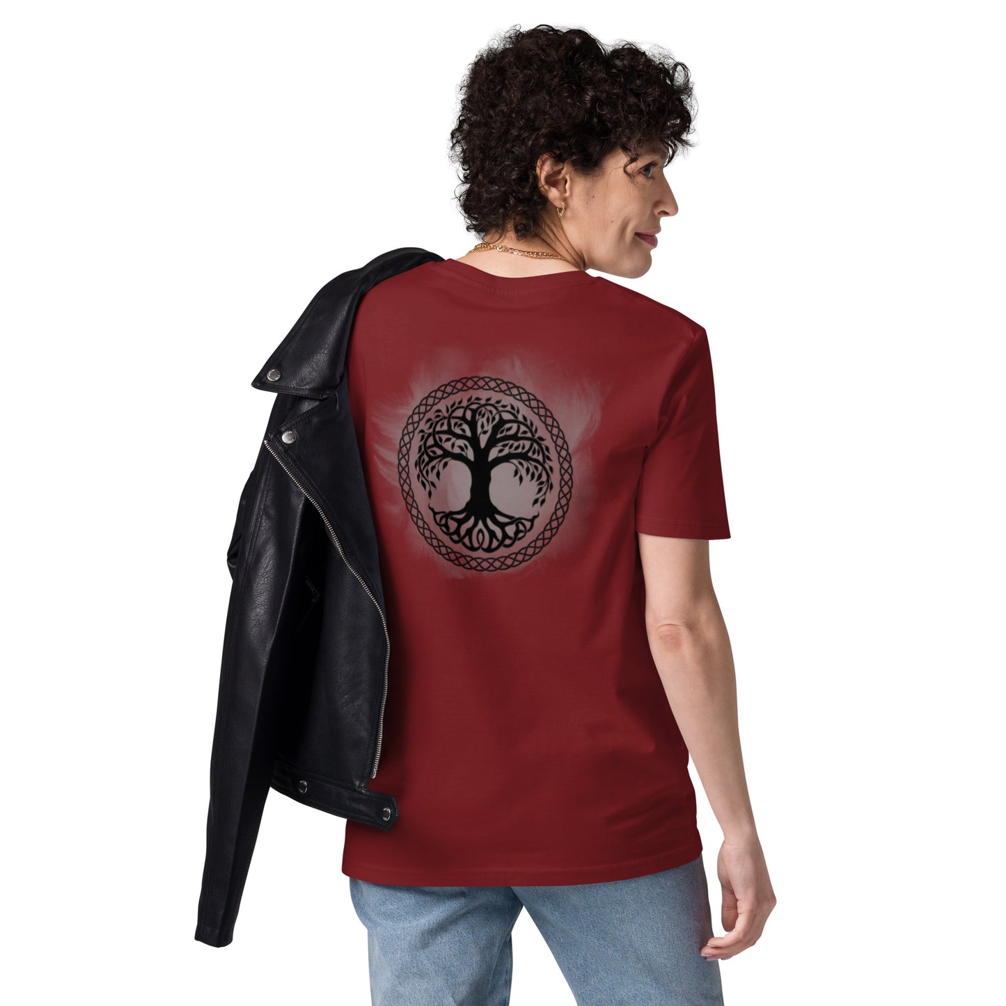 Unisex organic cotton t-shirt - horror helmet and Yggdrasil