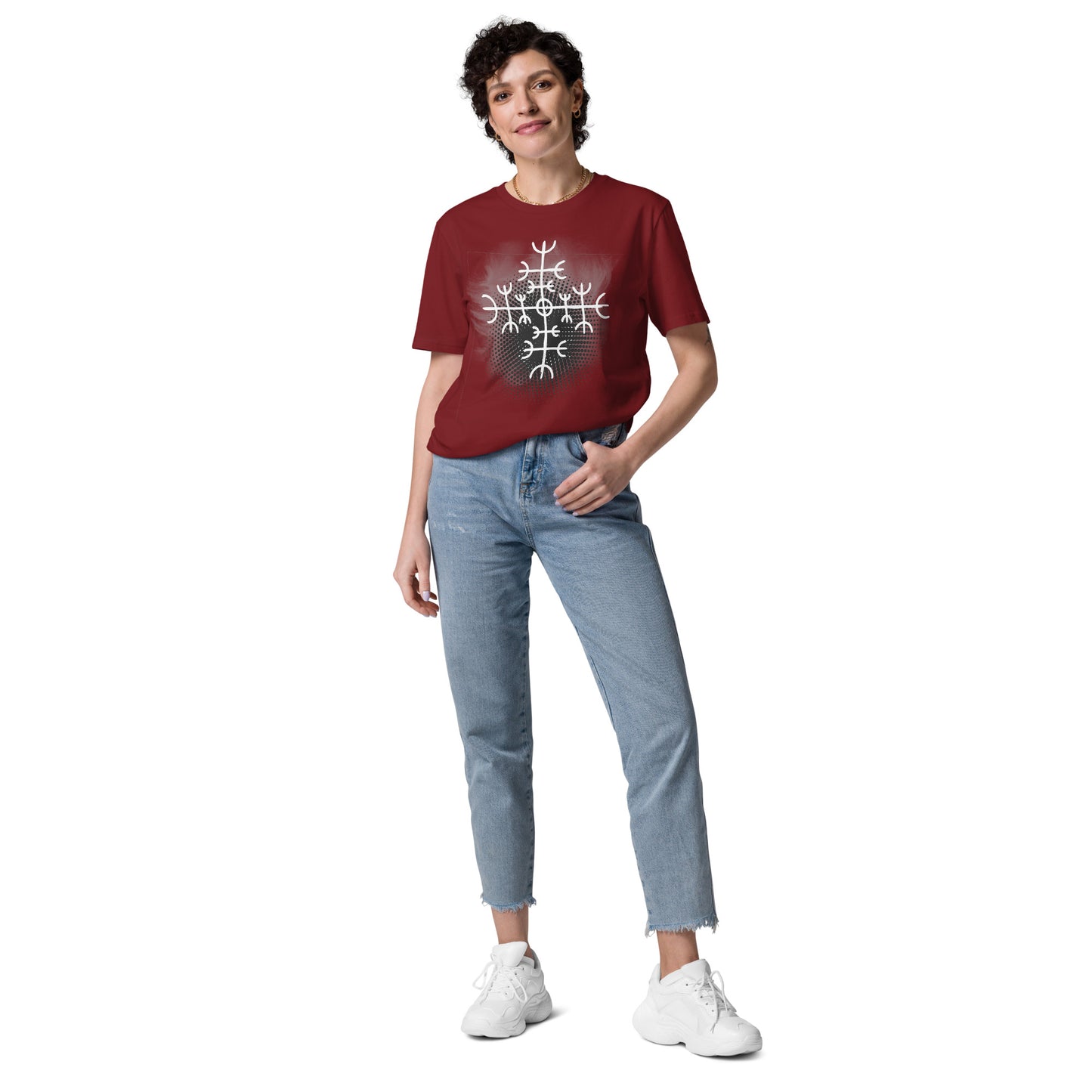 Unisex organic cotton t-shirt - horror helmet and Yggdrasil