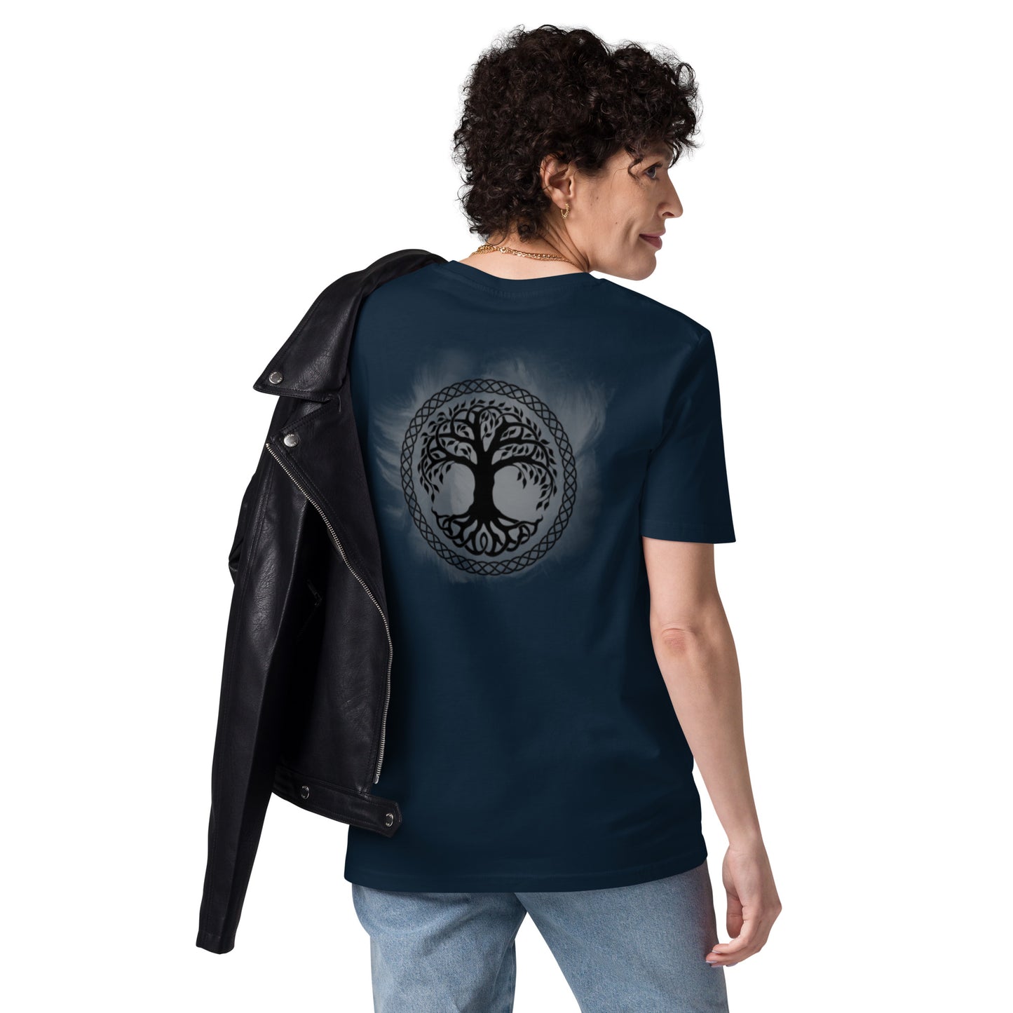 Unisex organic cotton t-shirt - horror helmet and Yggdrasil