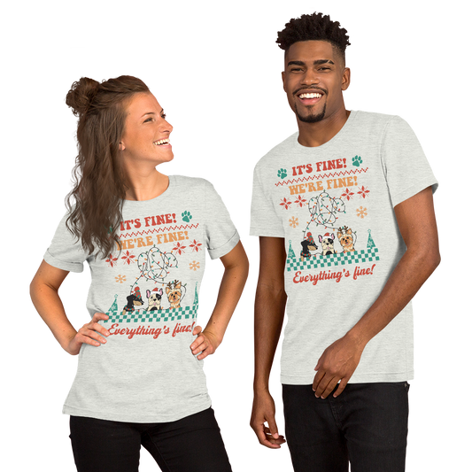 Unisex t-shirt - Christmas dogs it's fine