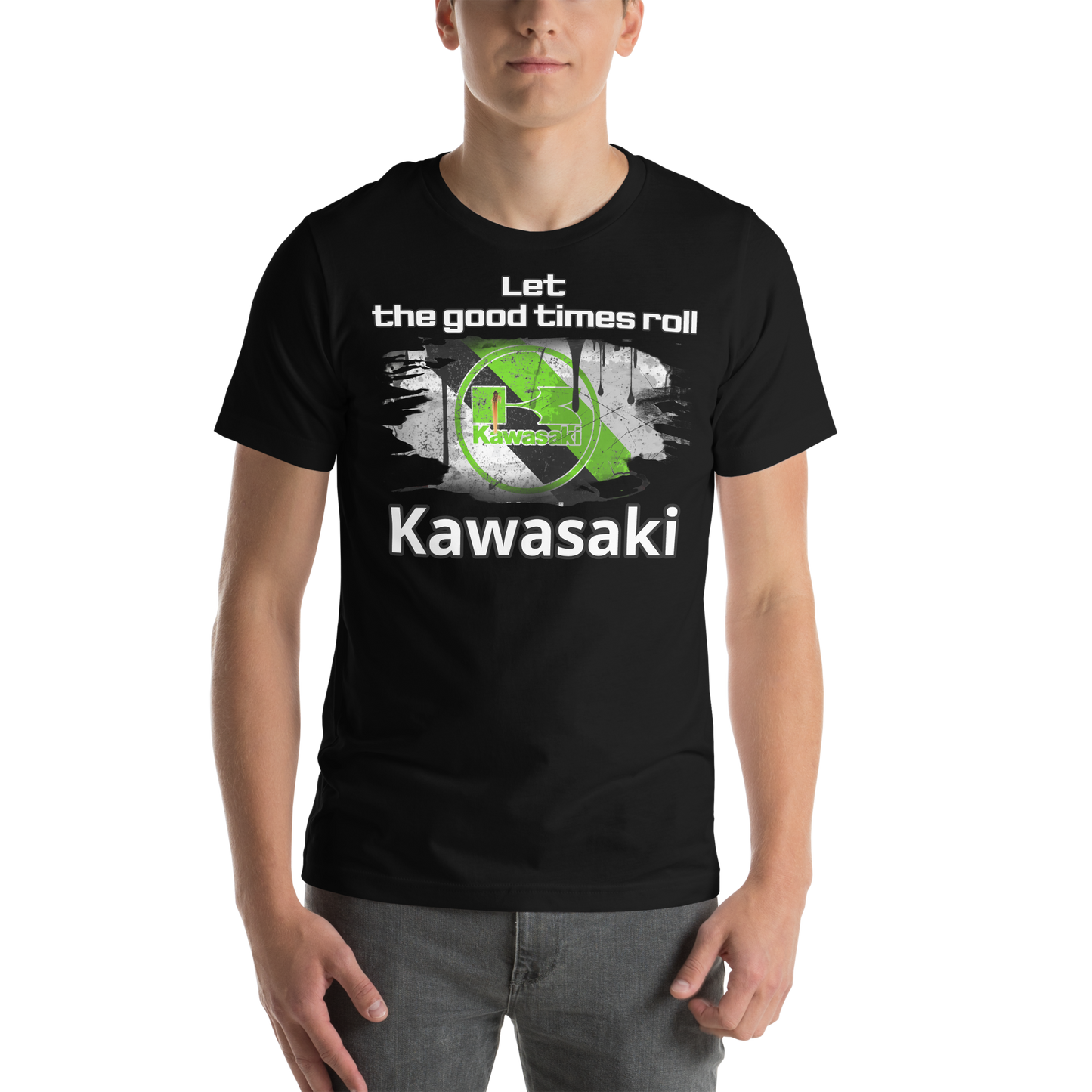 Unisex t-Paita - kawasaki + slogan tai oma teksti