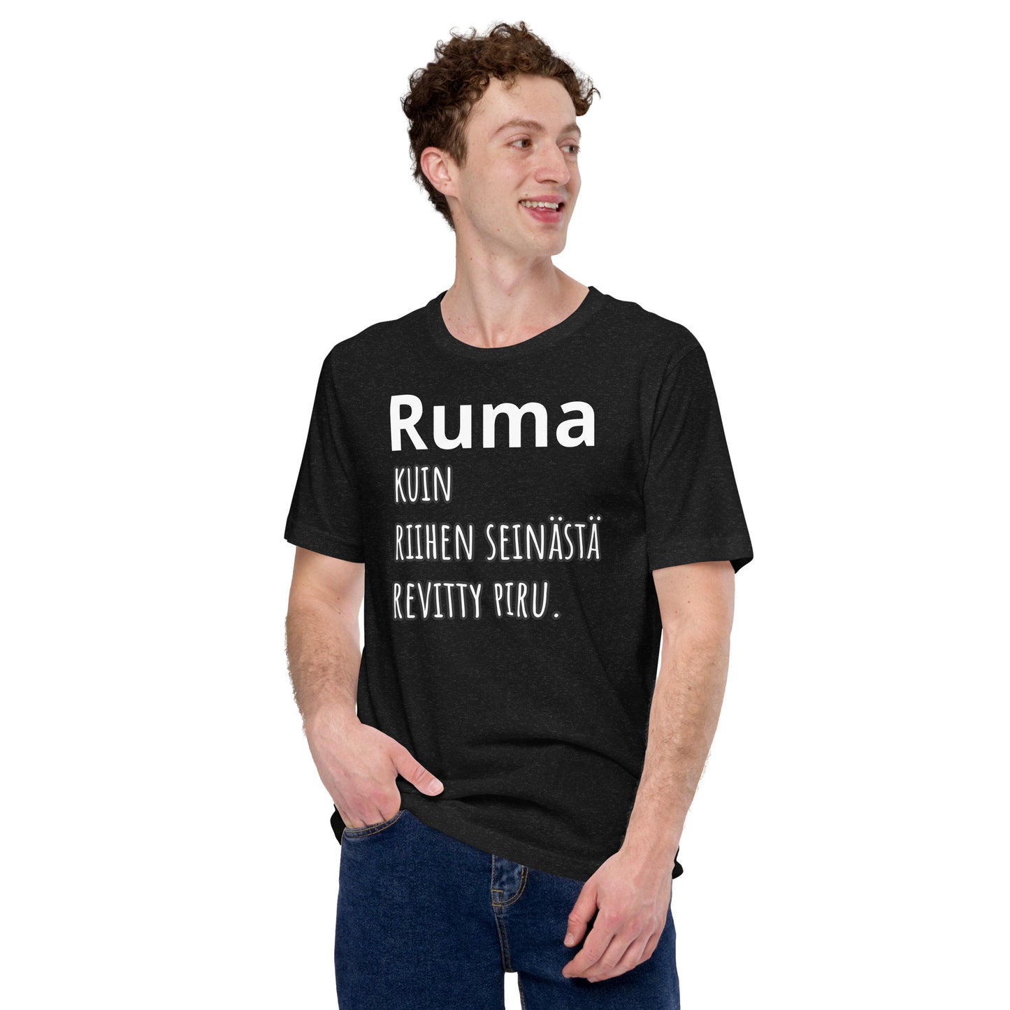 Unisex t-paita - Ruma, kuin riihen seinästä revitty piru