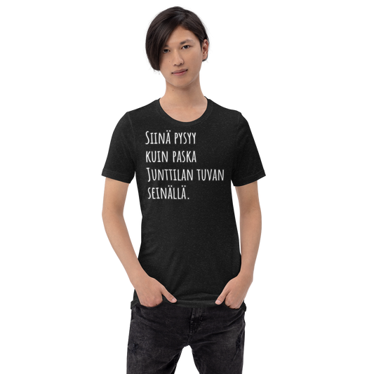 Unisex t-shirt - It stays like shit on the wall of Junttila's cabin.