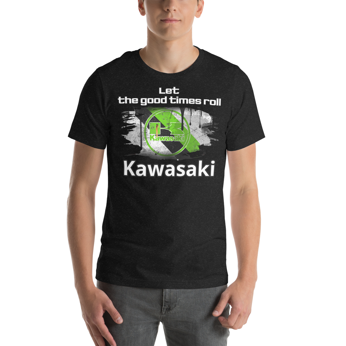 Unisex t-Paita - kawasaki + slogan tai oma teksti