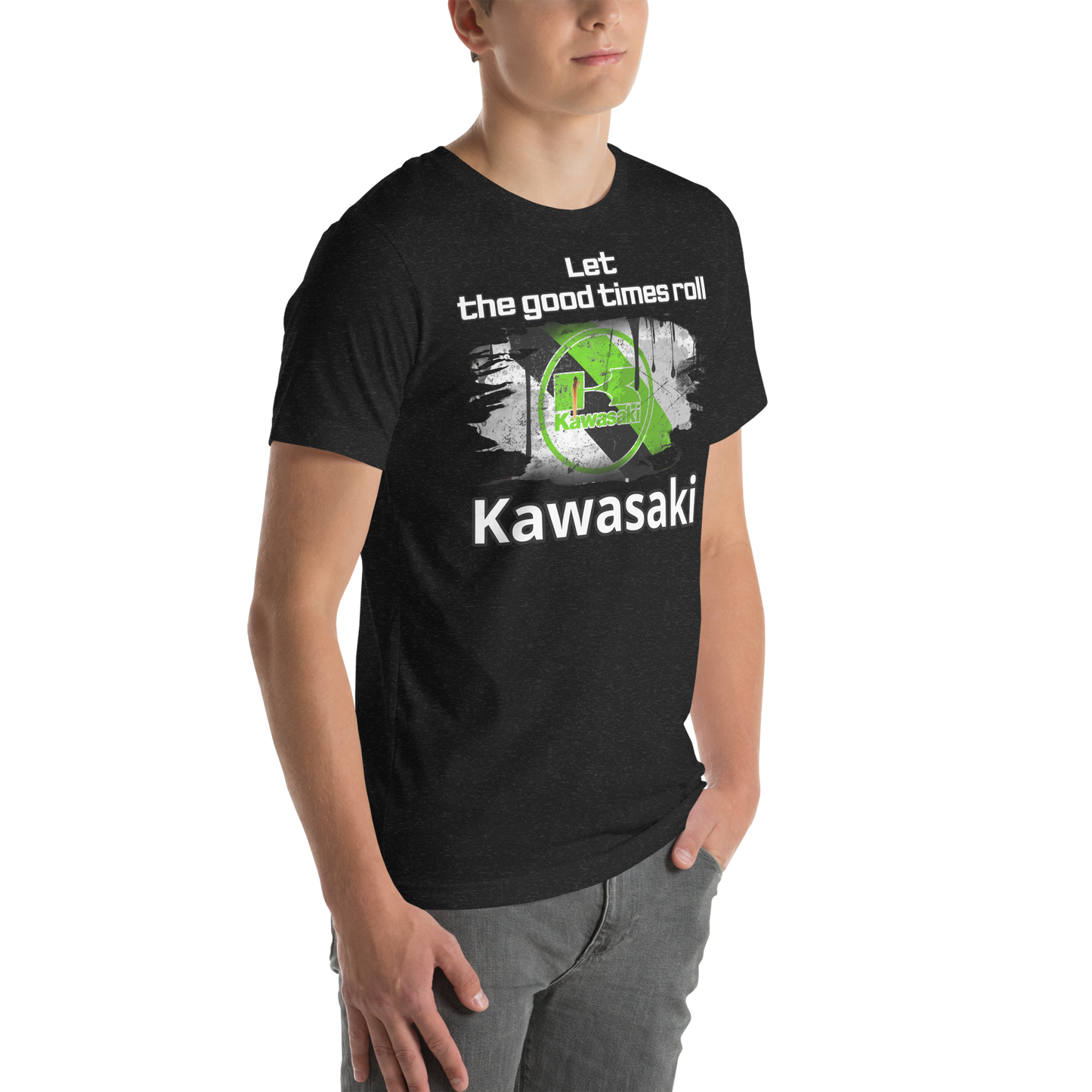 Unisex t-Paita - kawasaki + slogan tai oma teksti