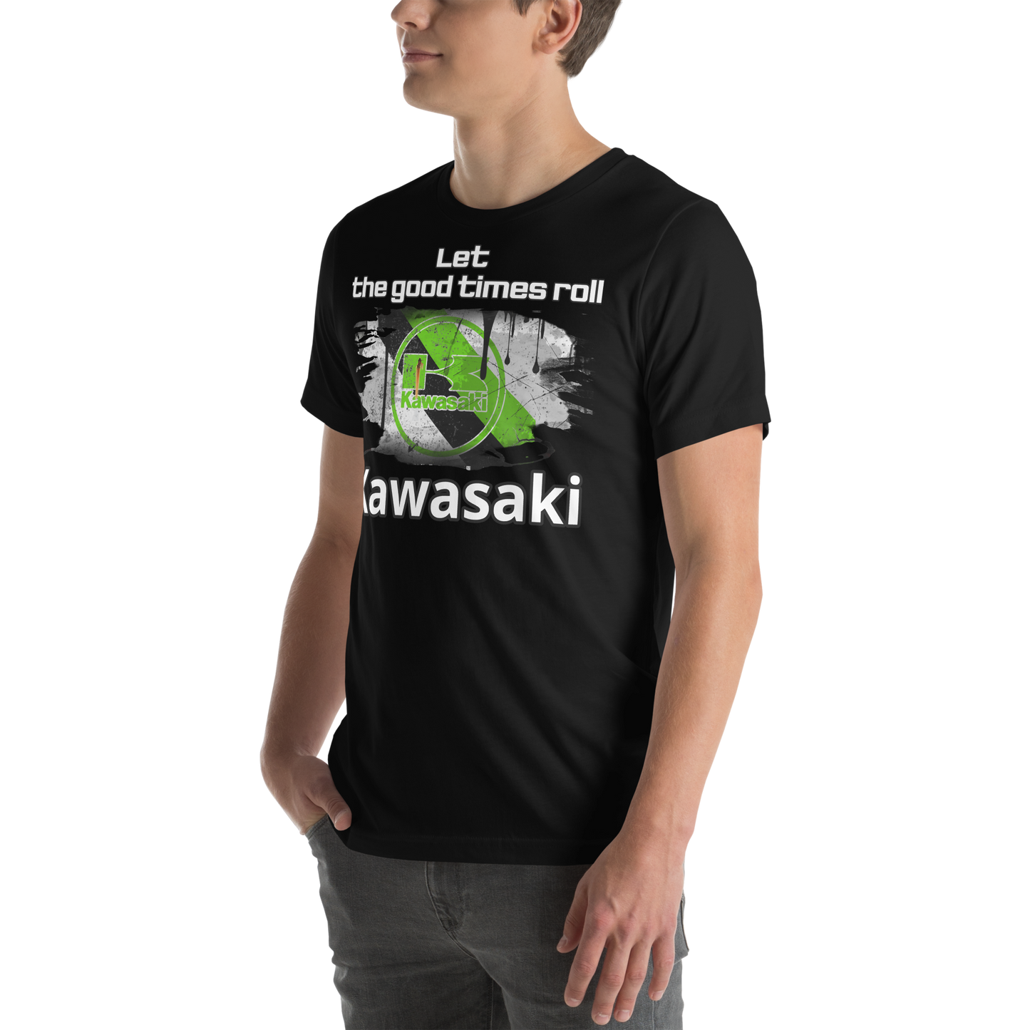 Unisex t-Paita - kawasaki + slogan tai oma teksti