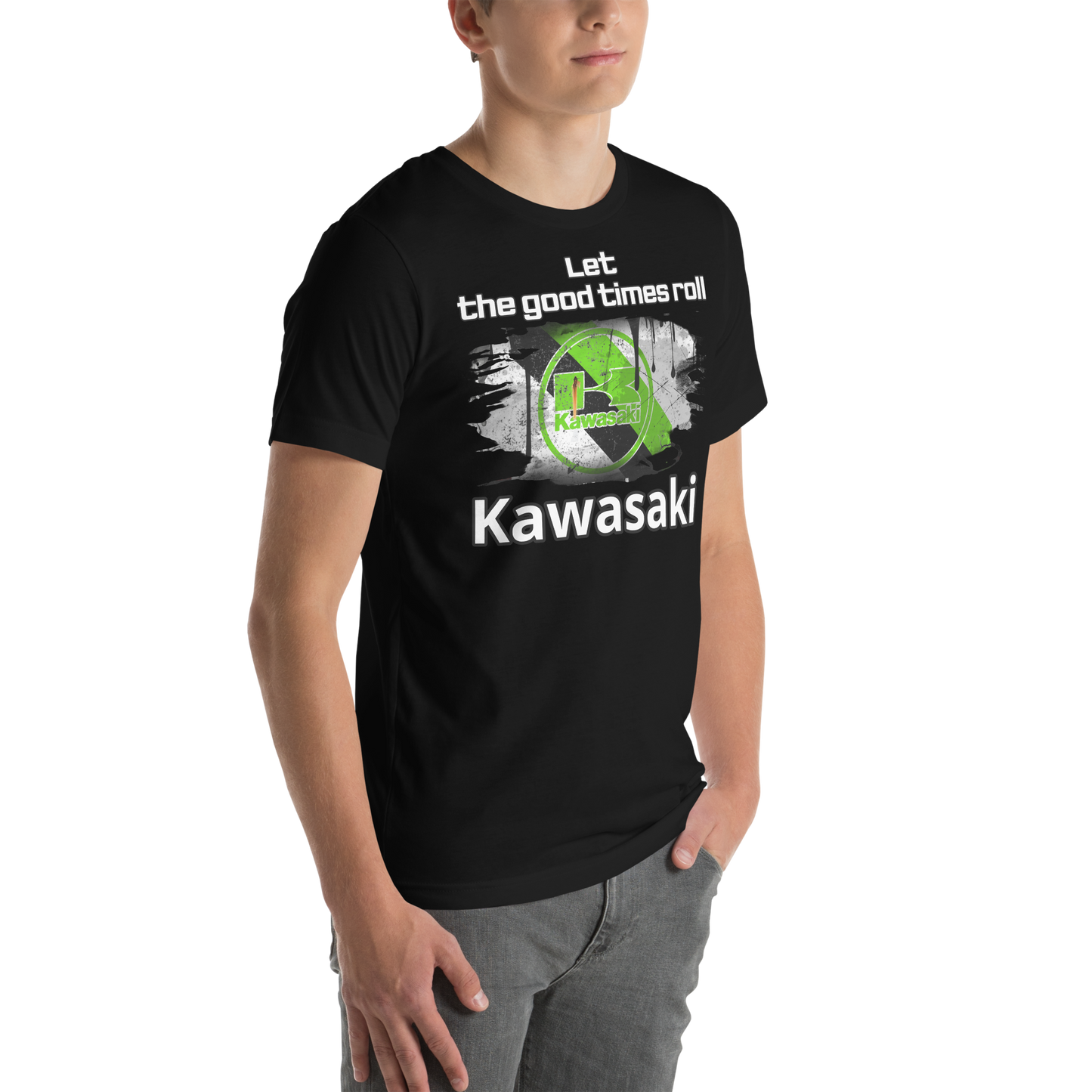 Unisex t-Paita - kawasaki + slogan tai oma teksti