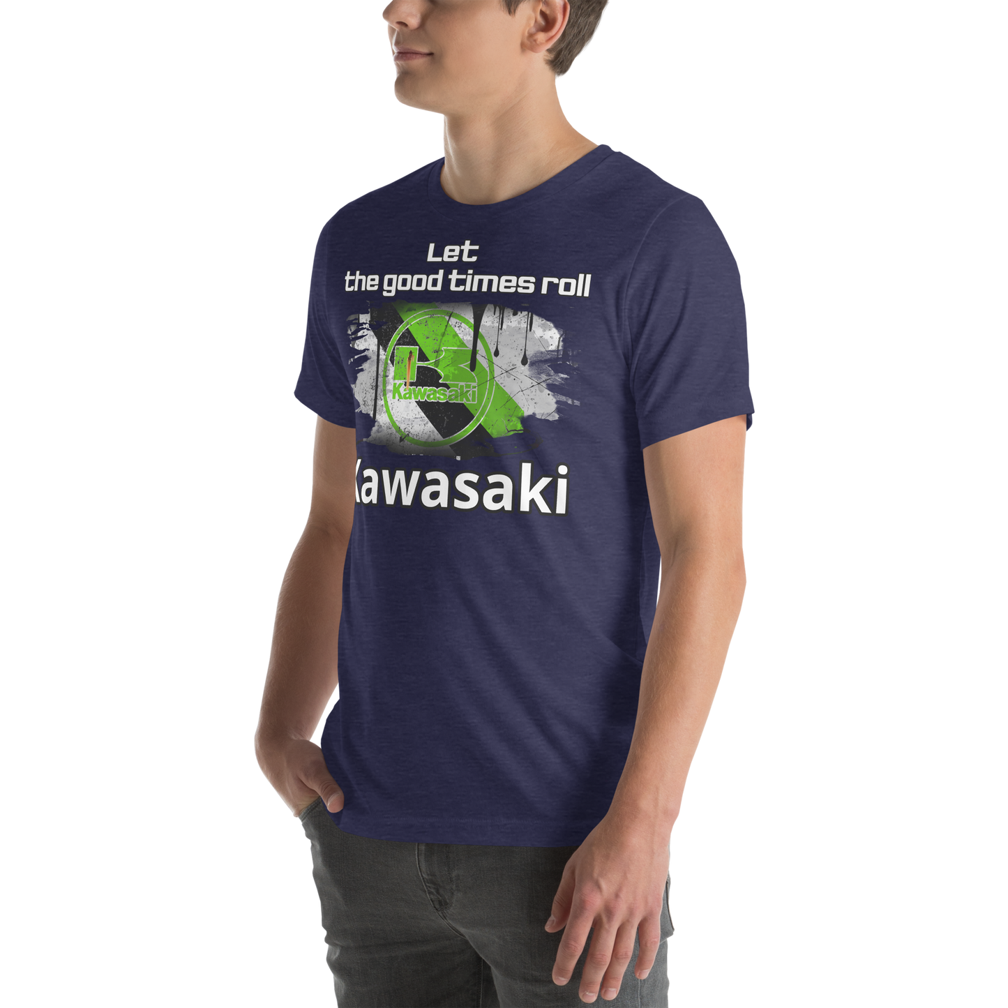 Unisex t-Paita - kawasaki + slogan tai oma teksti