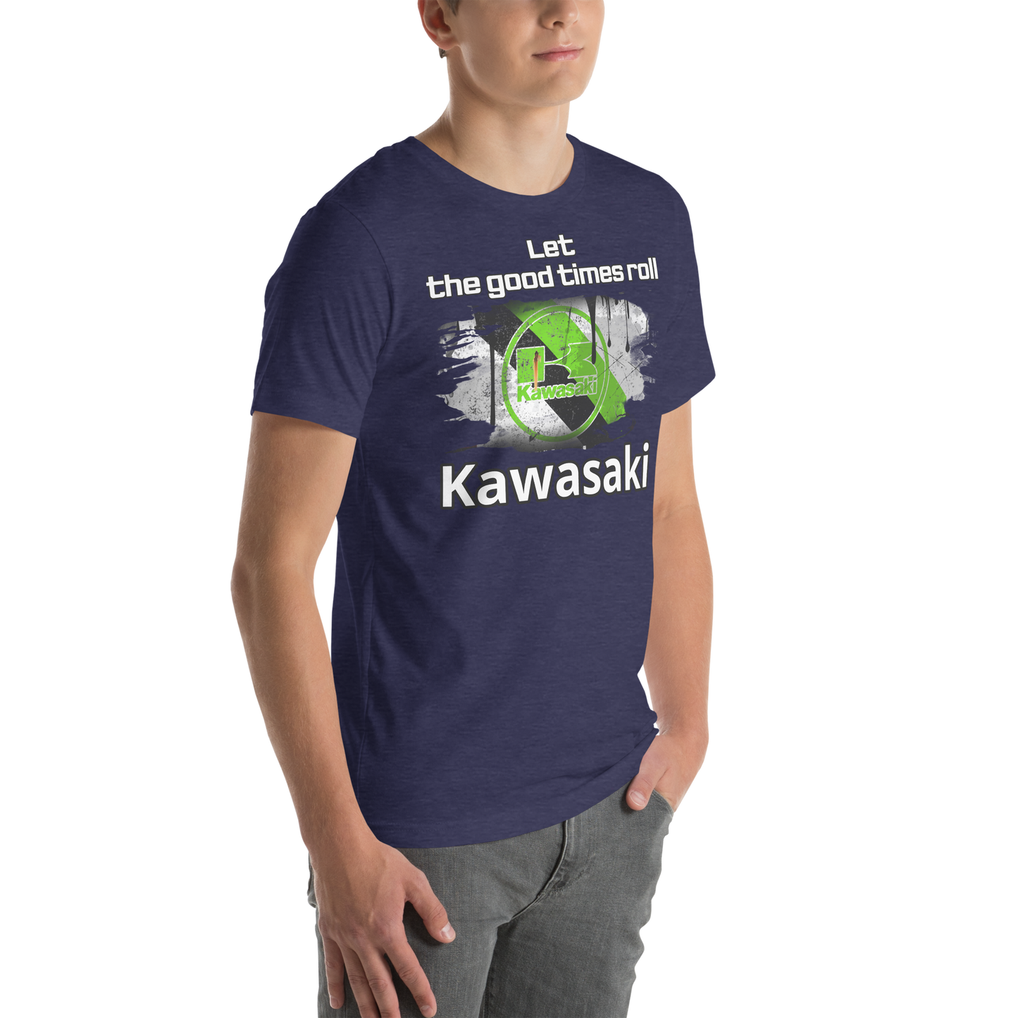 Unisex t-Paita - kawasaki + slogan tai oma teksti