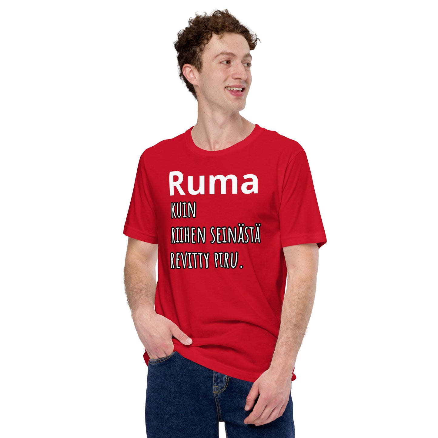 Unisex t-paita - Ruma, kuin riihen seinästä revitty piru