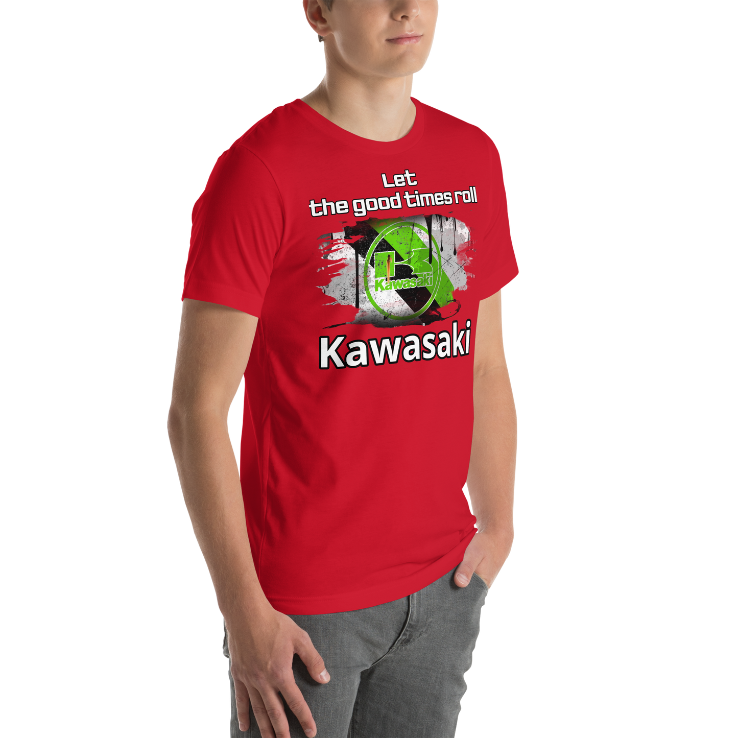 Unisex t-Paita - kawasaki + slogan tai oma teksti