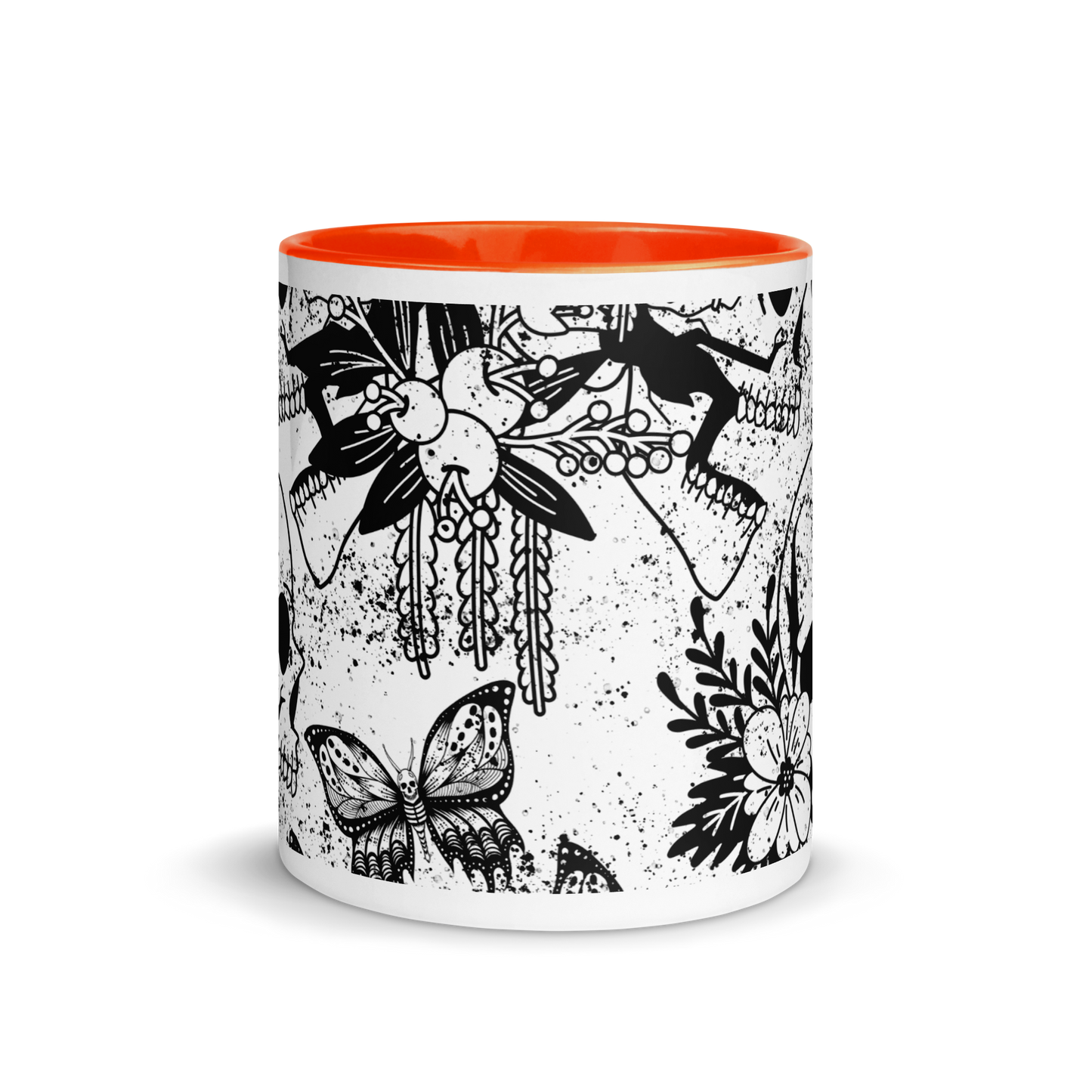 Mug with colored interior - bw skull