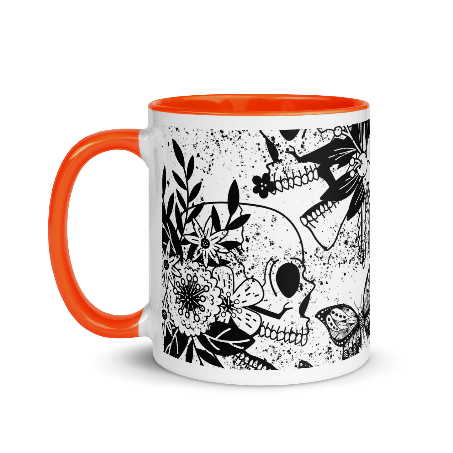 Mug with colored interior - bw skull