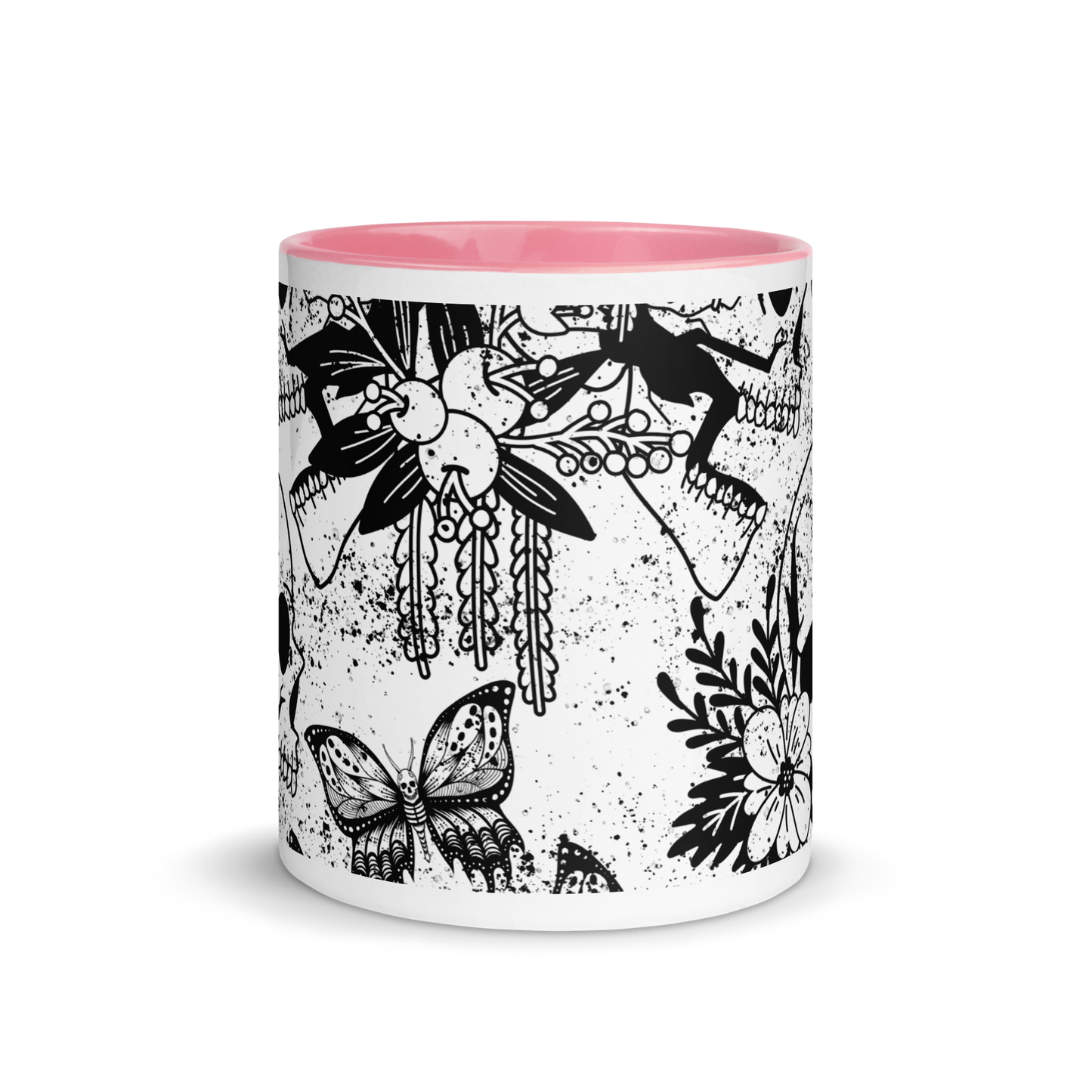 Mug with colored interior - bw skull