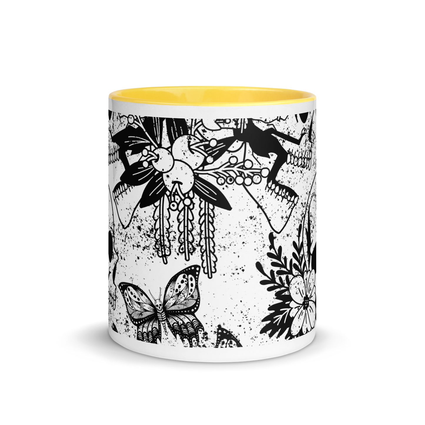 Mug with colored interior - bw skull