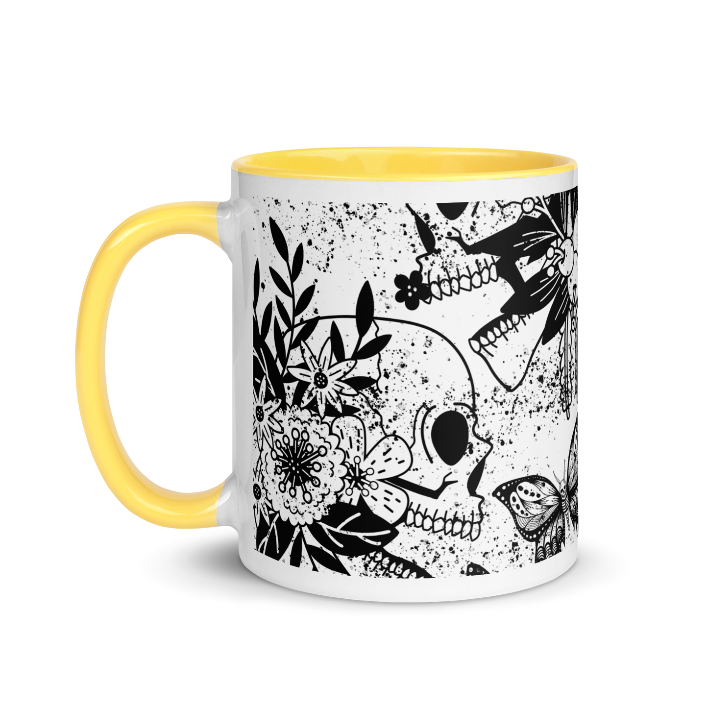 Mug with colored interior - bw skull