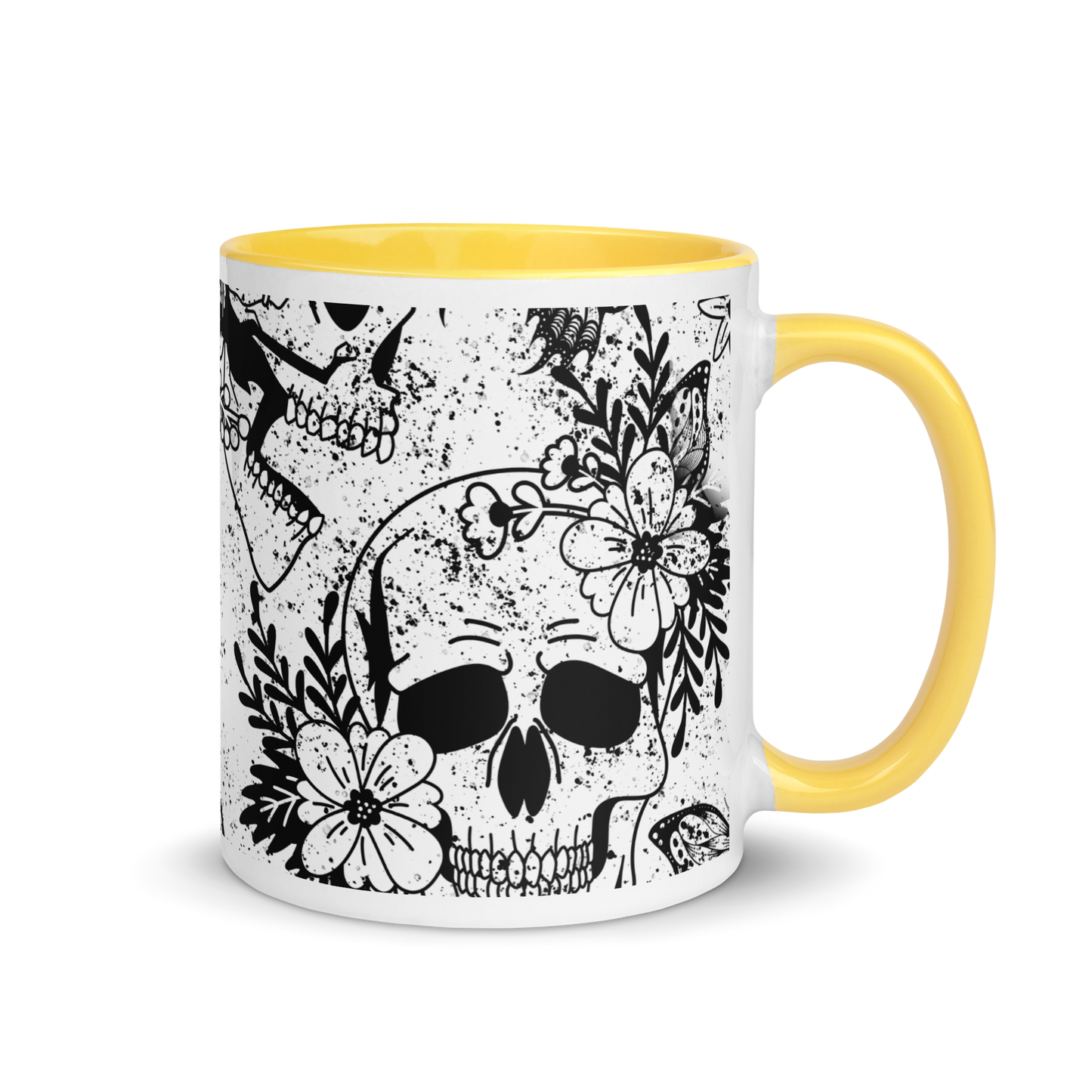 Mug with colored interior - bw skull