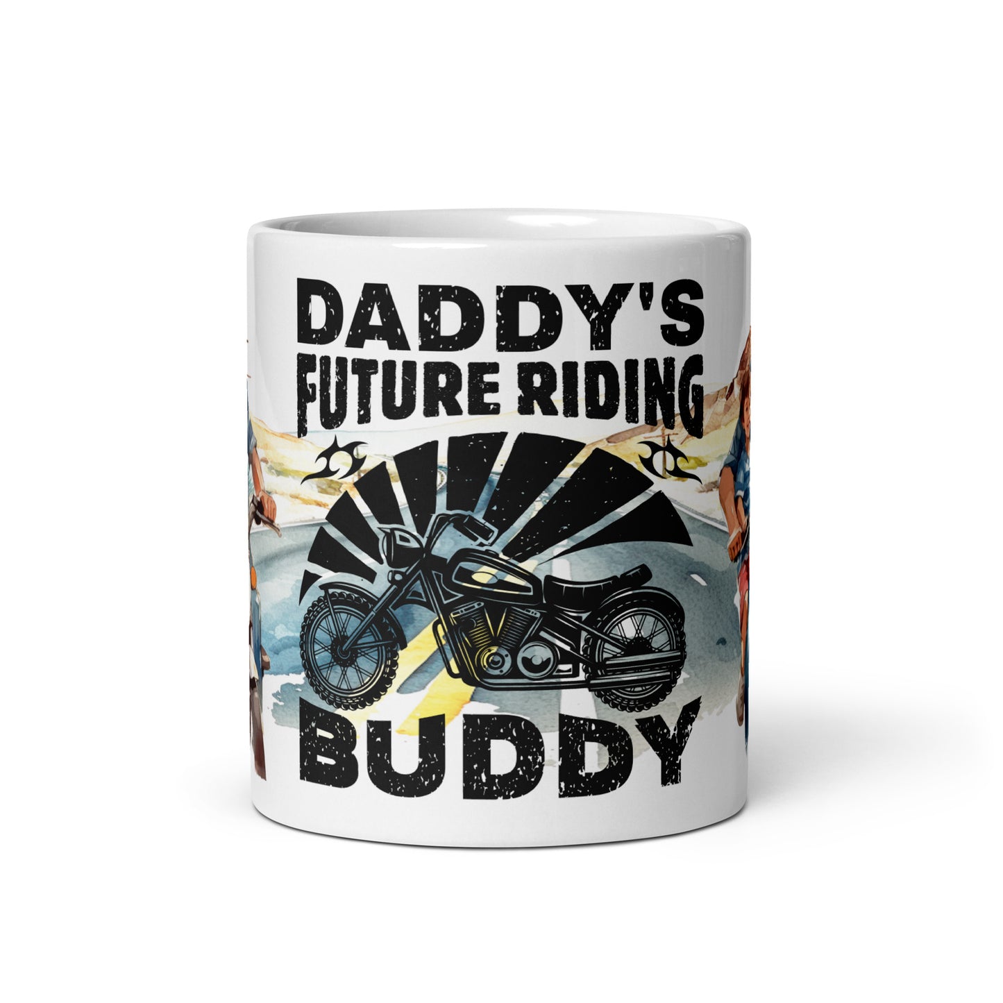 White glossy mug - Daddy's future riding Buddy