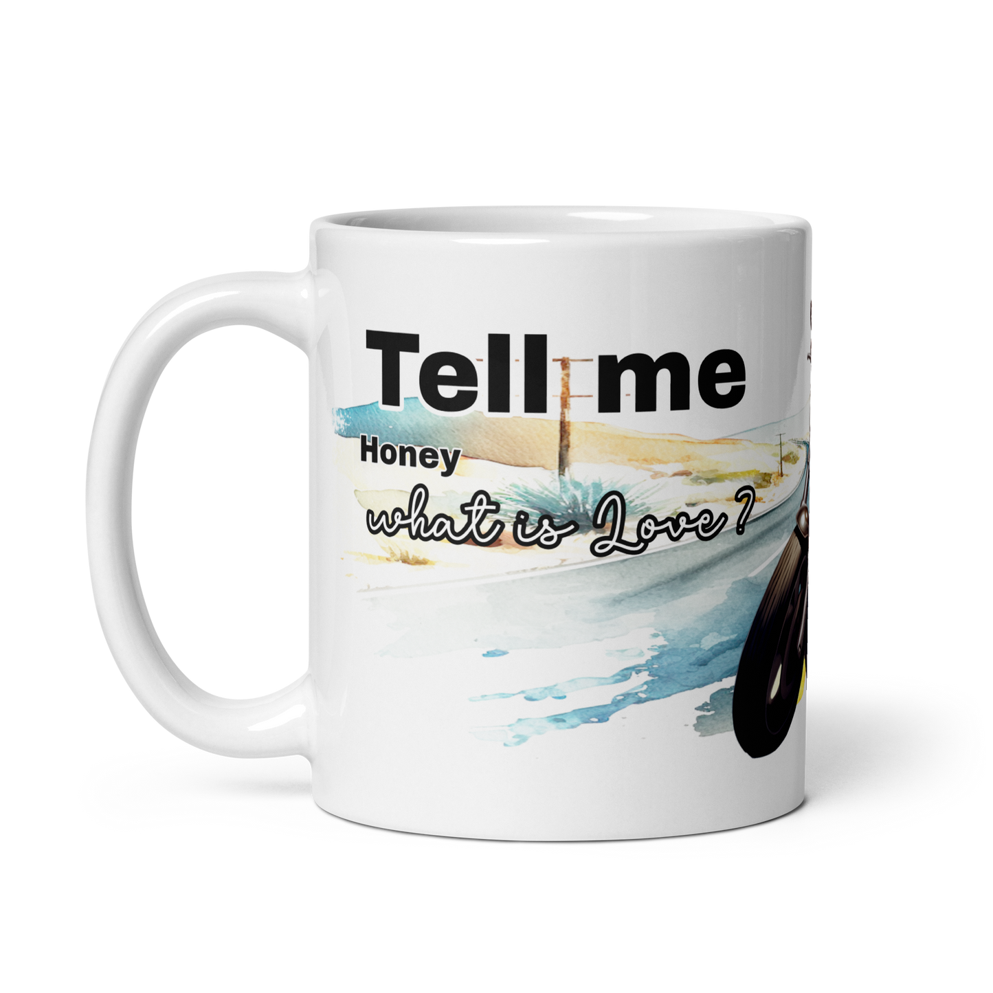 Mug in three sizes - tell me what is love