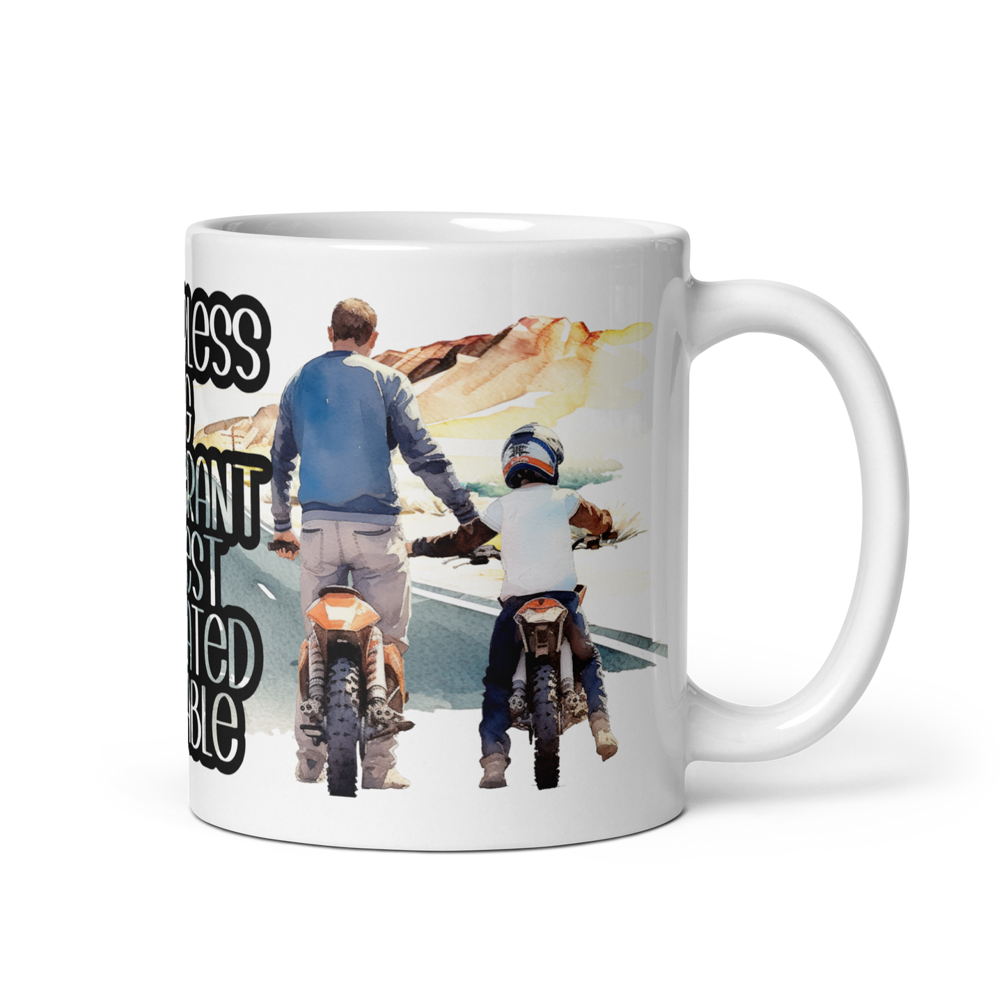 White glossy mug - father and driving child