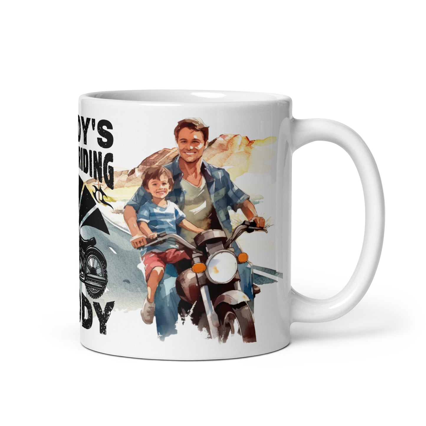 White glossy mug - Daddy's future riding Buddy