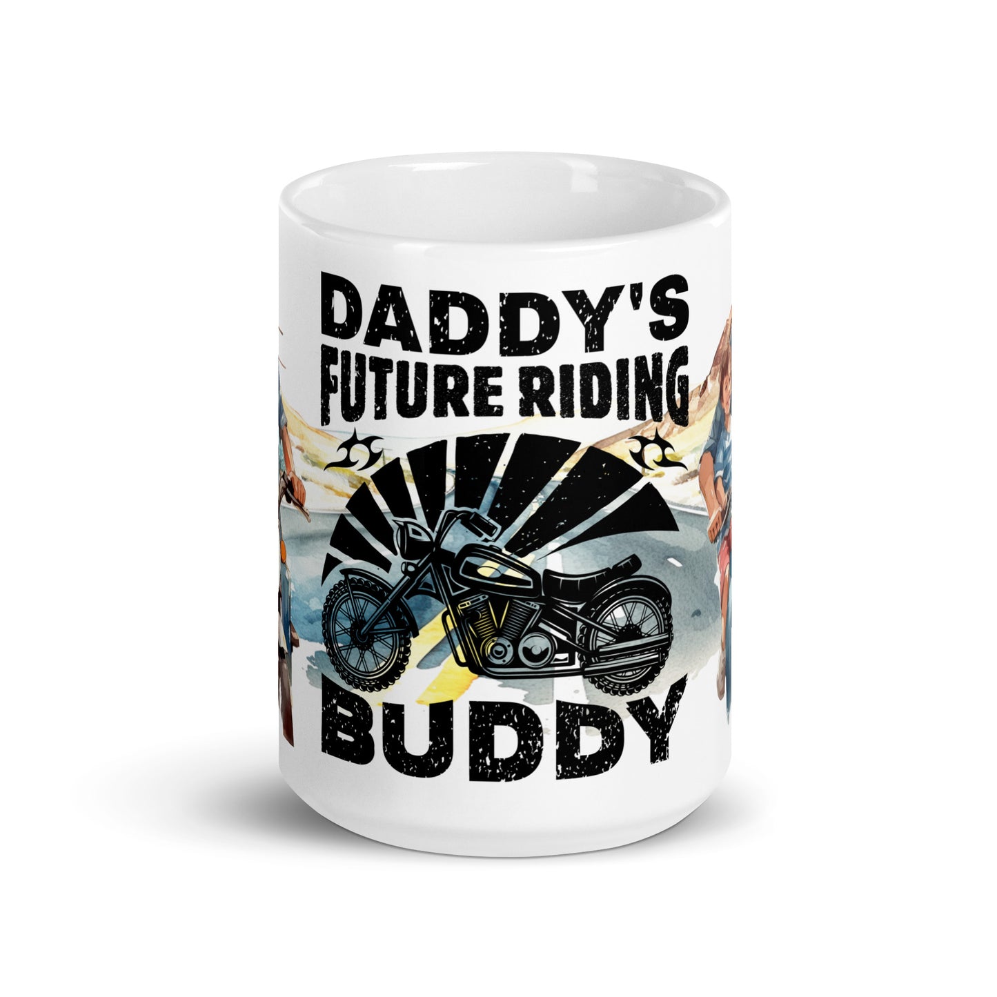 White glossy mug - Daddy's future riding Buddy