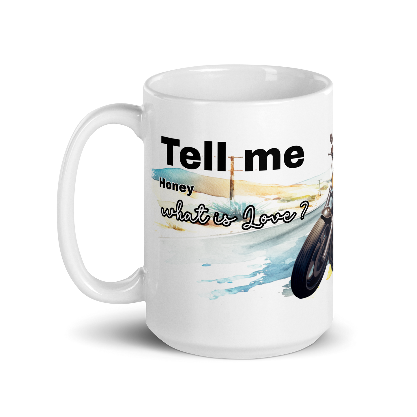 Mug in three sizes - tell me what is love