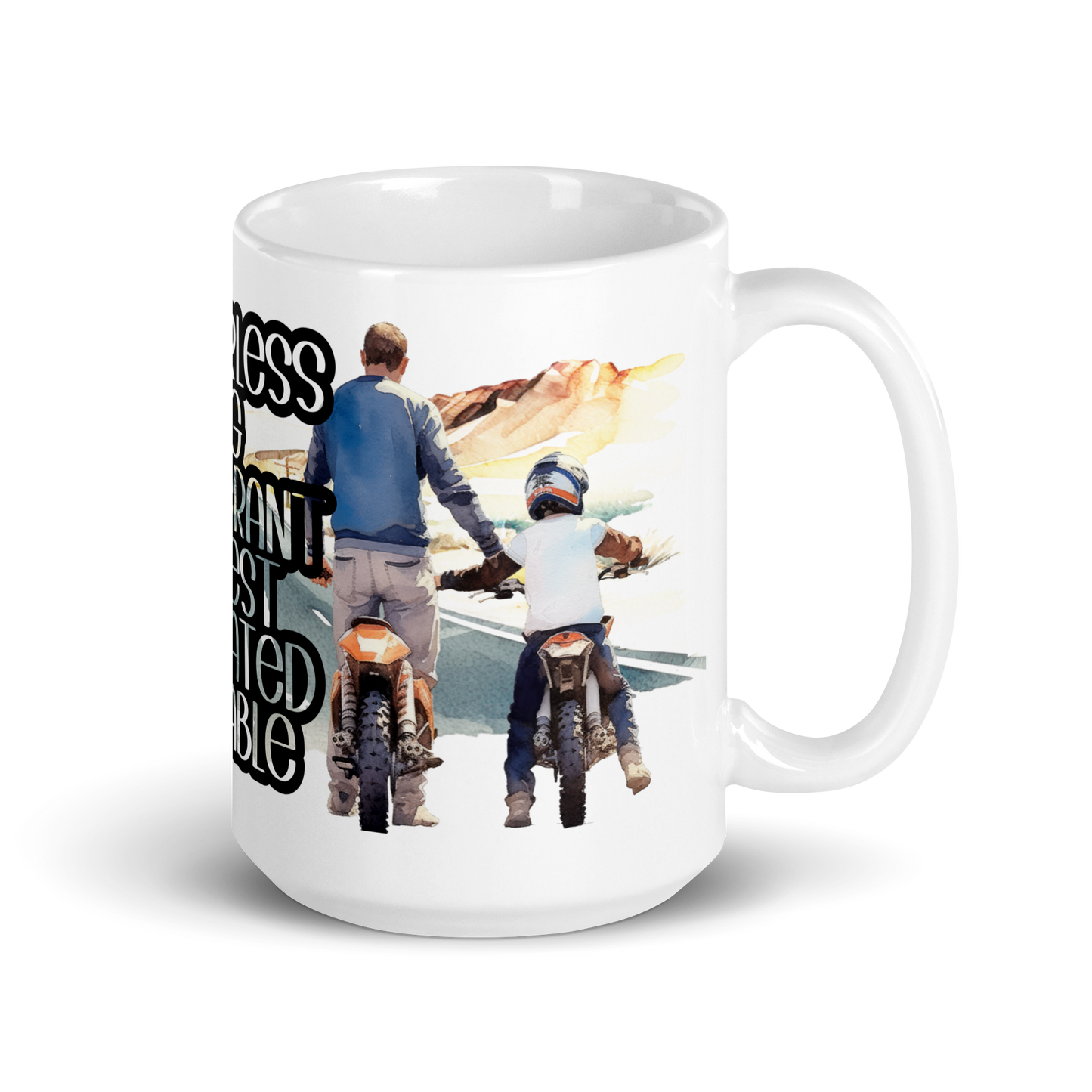 White glossy mug - father and driving child