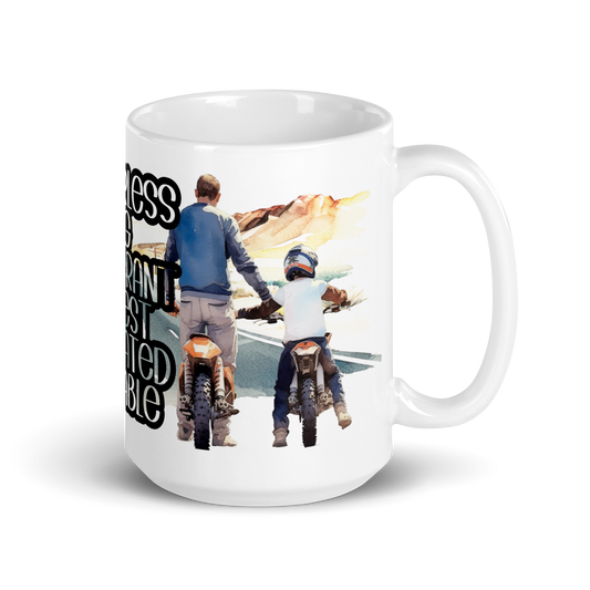 White glossy mug - father and driving child