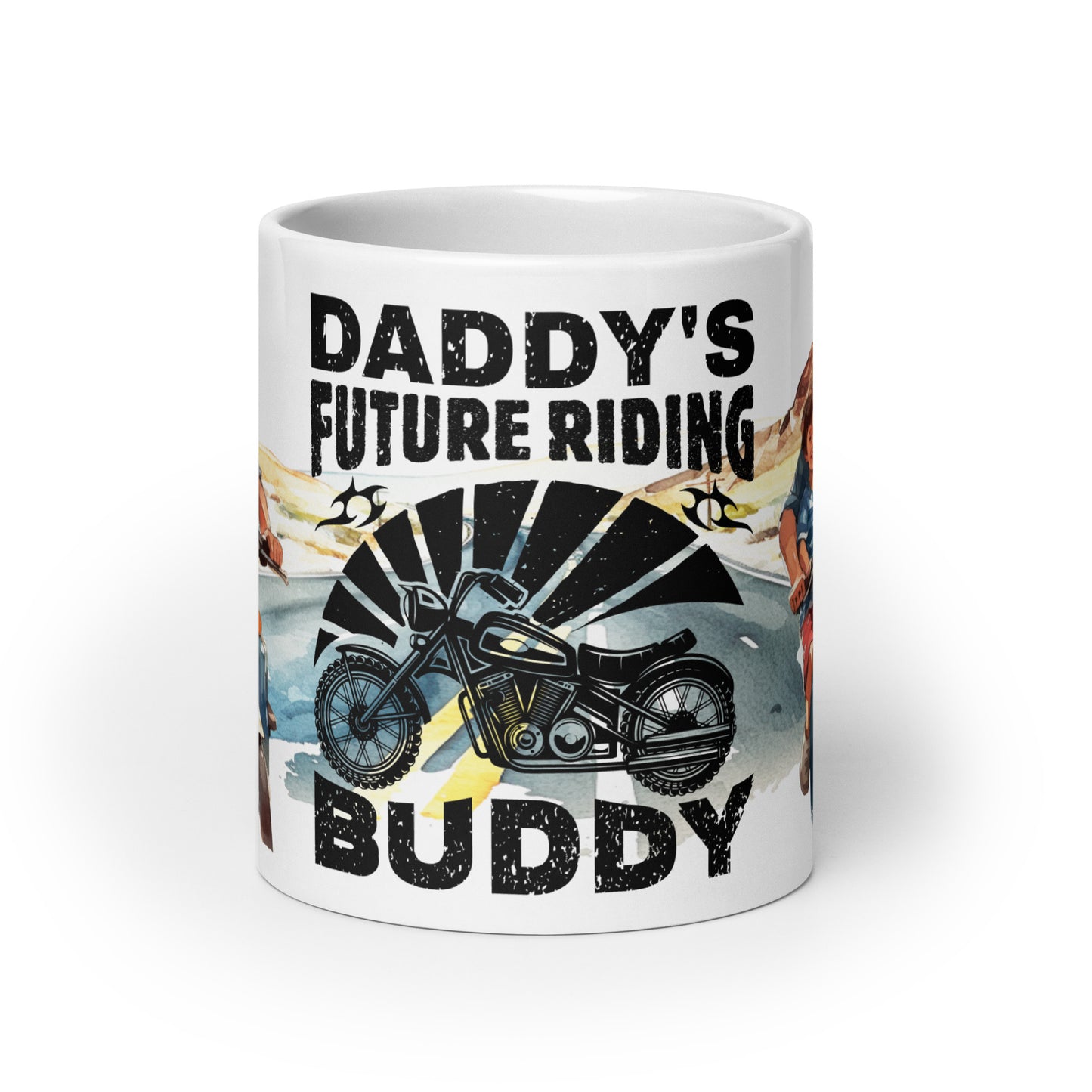 White glossy mug - Daddy's future riding Buddy