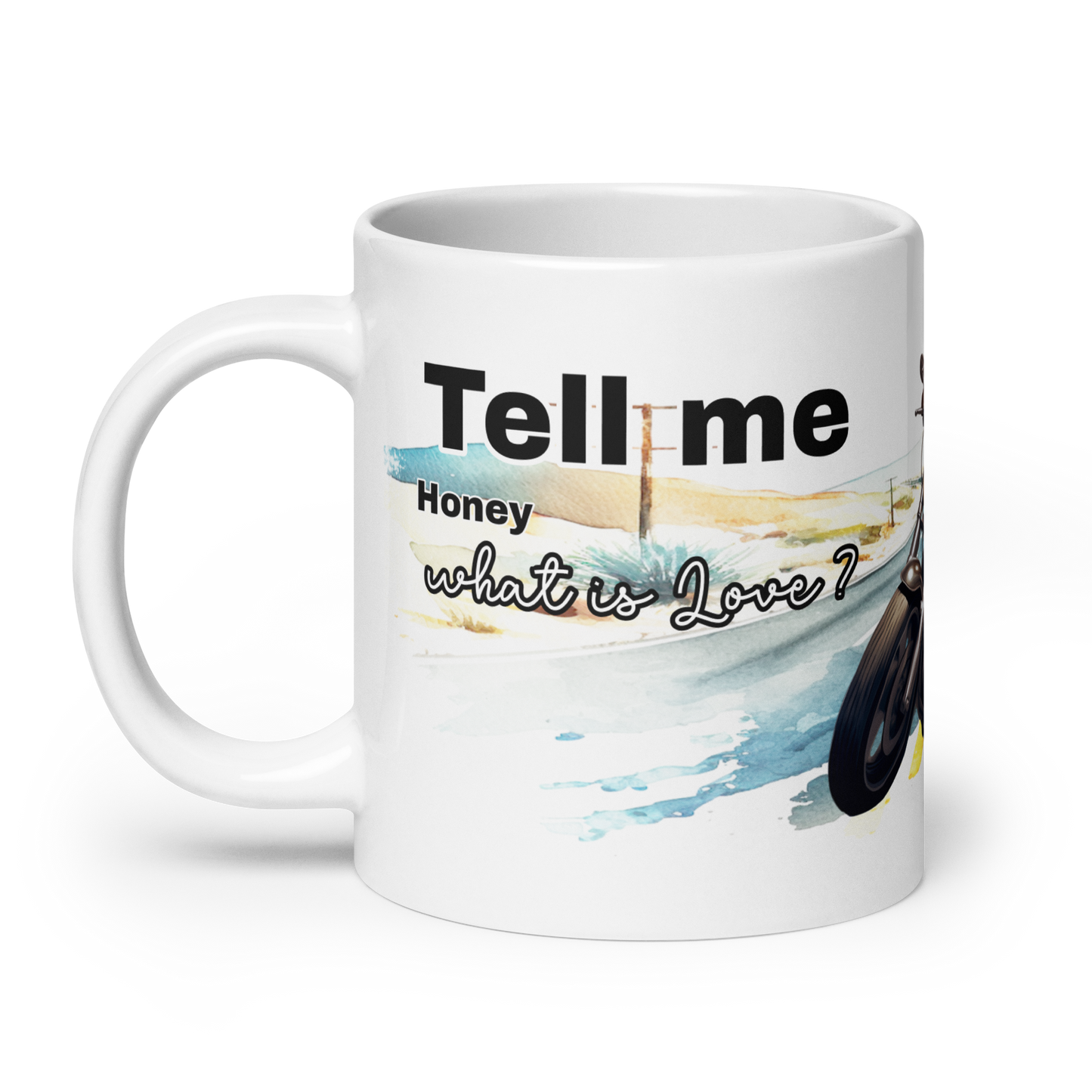 Mug in three sizes - tell me what is love