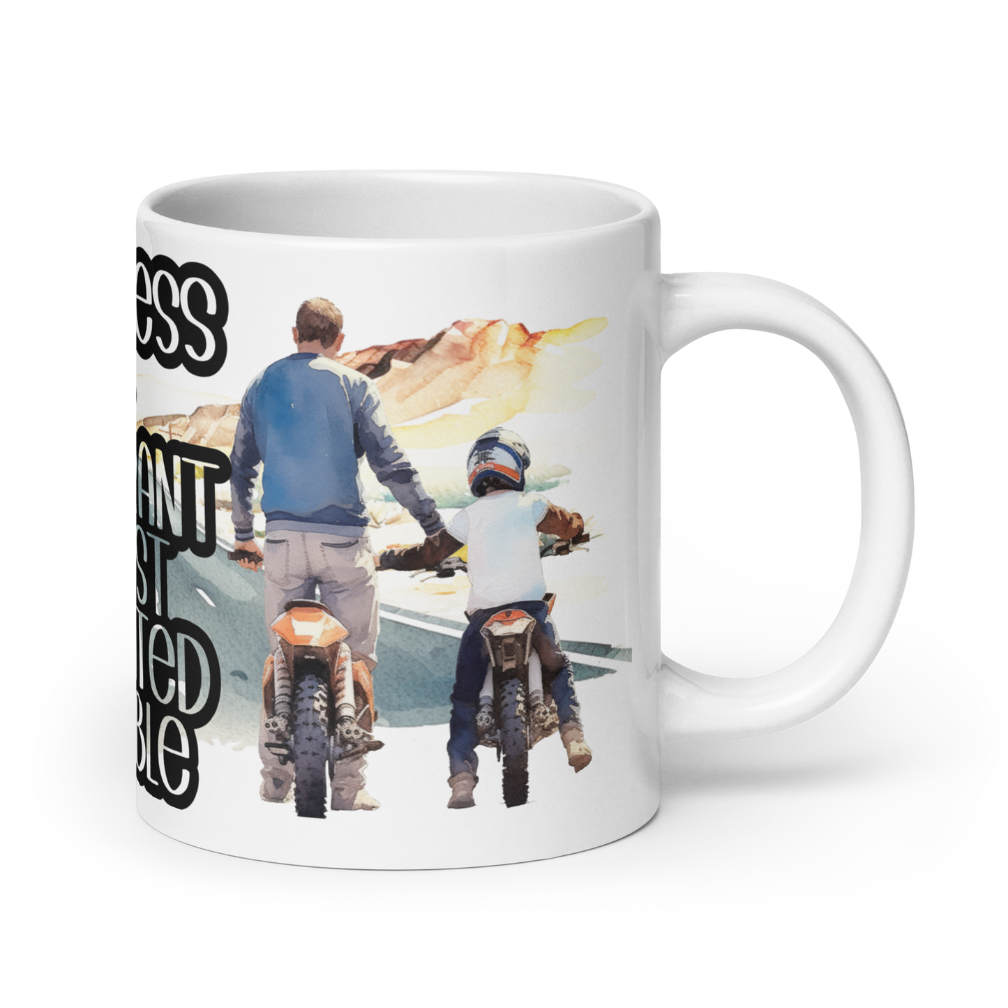 White glossy mug - father and driving child