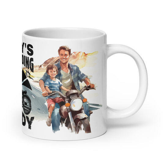 White glossy mug - Daddy's future riding Buddy