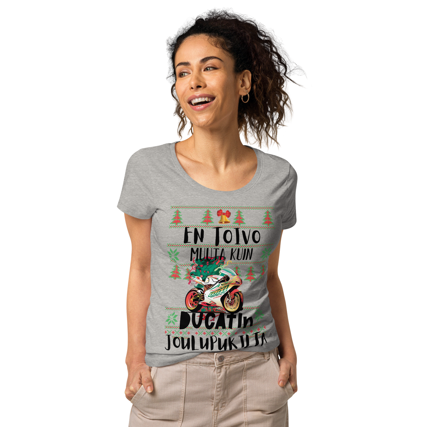 Women's basic organic t-shirt - hope for nothing but Ducati's Santa Claus