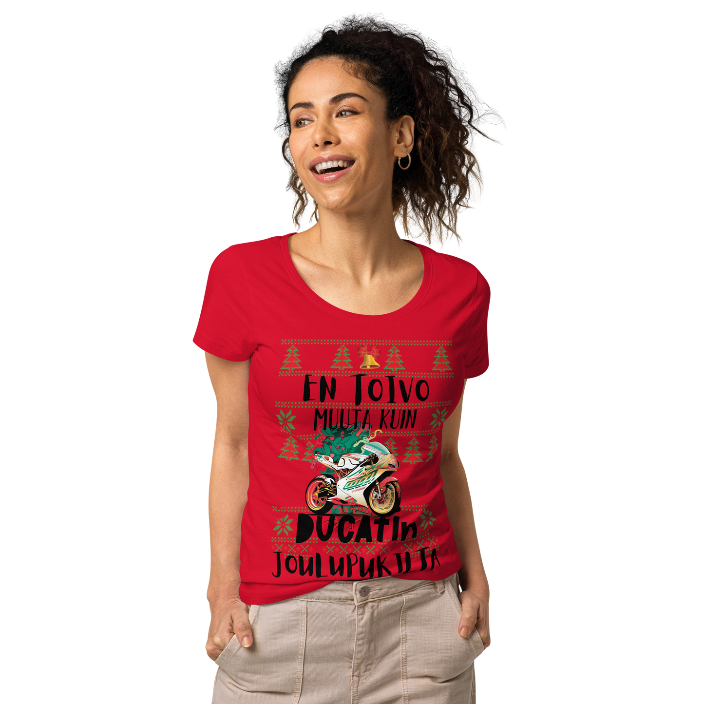 Women's basic organic t-shirt - hope for nothing but Ducati's Santa Claus