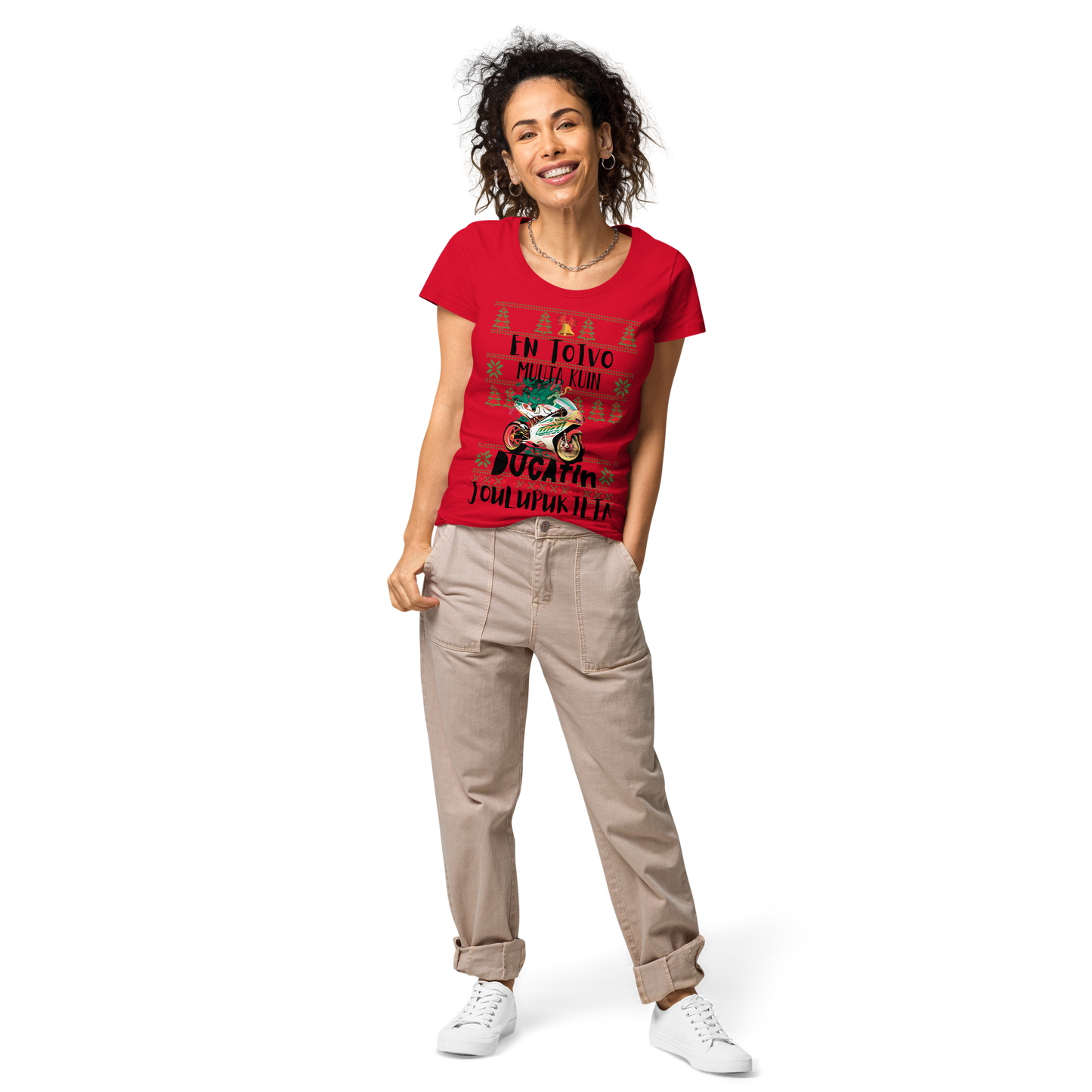 Women's basic organic t-shirt - hope for nothing but Ducati's Santa Claus