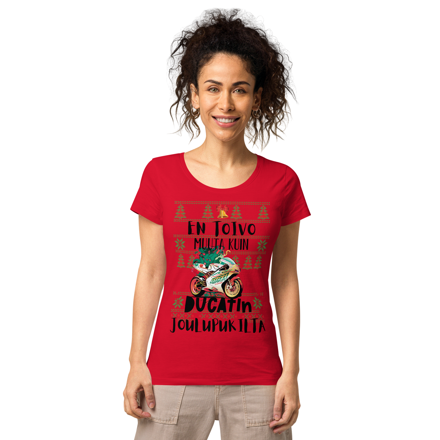 Women's basic organic t-shirt - hope for nothing but Ducati's Santa Claus