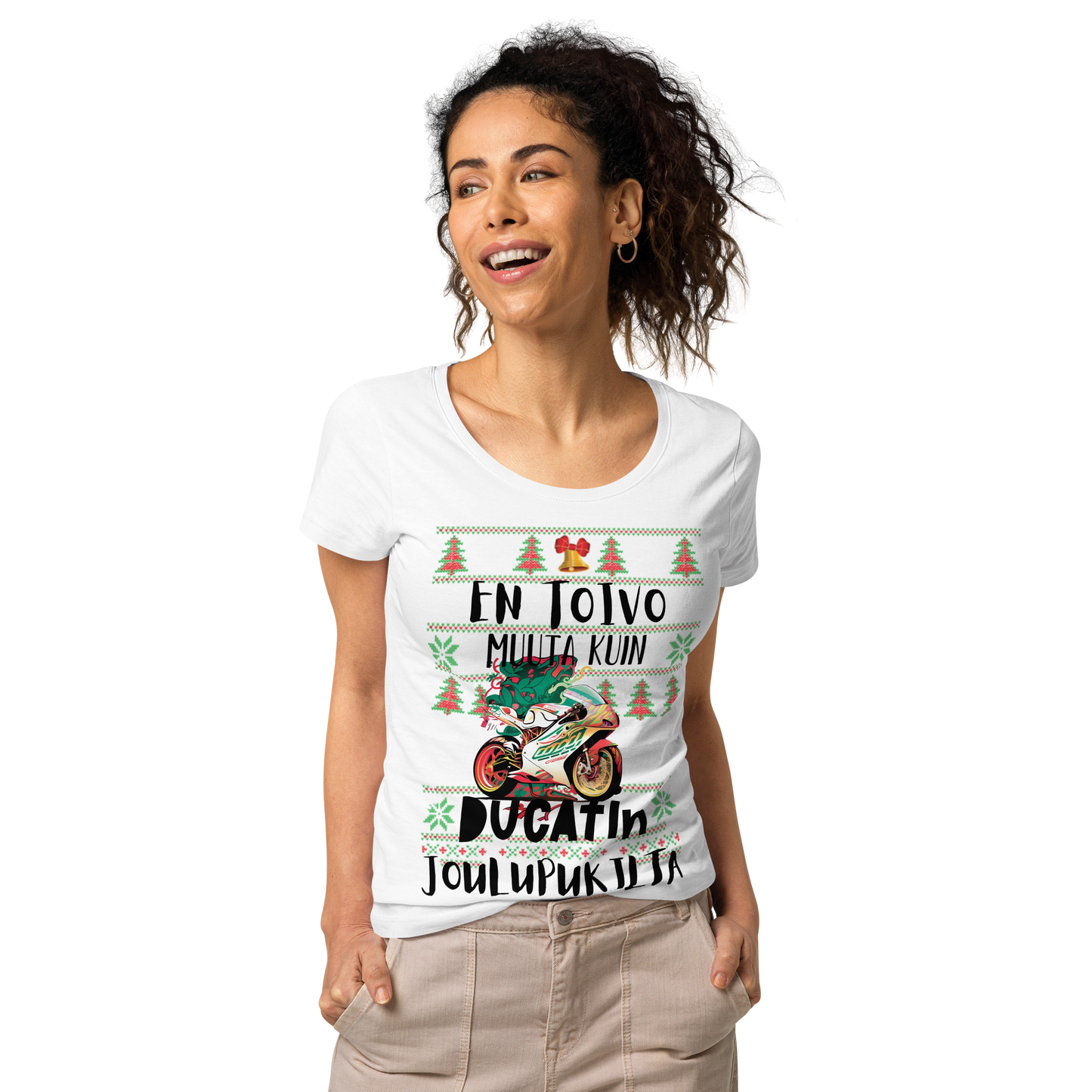 Women's basic organic t-shirt - hope for nothing but Ducati's Santa Claus